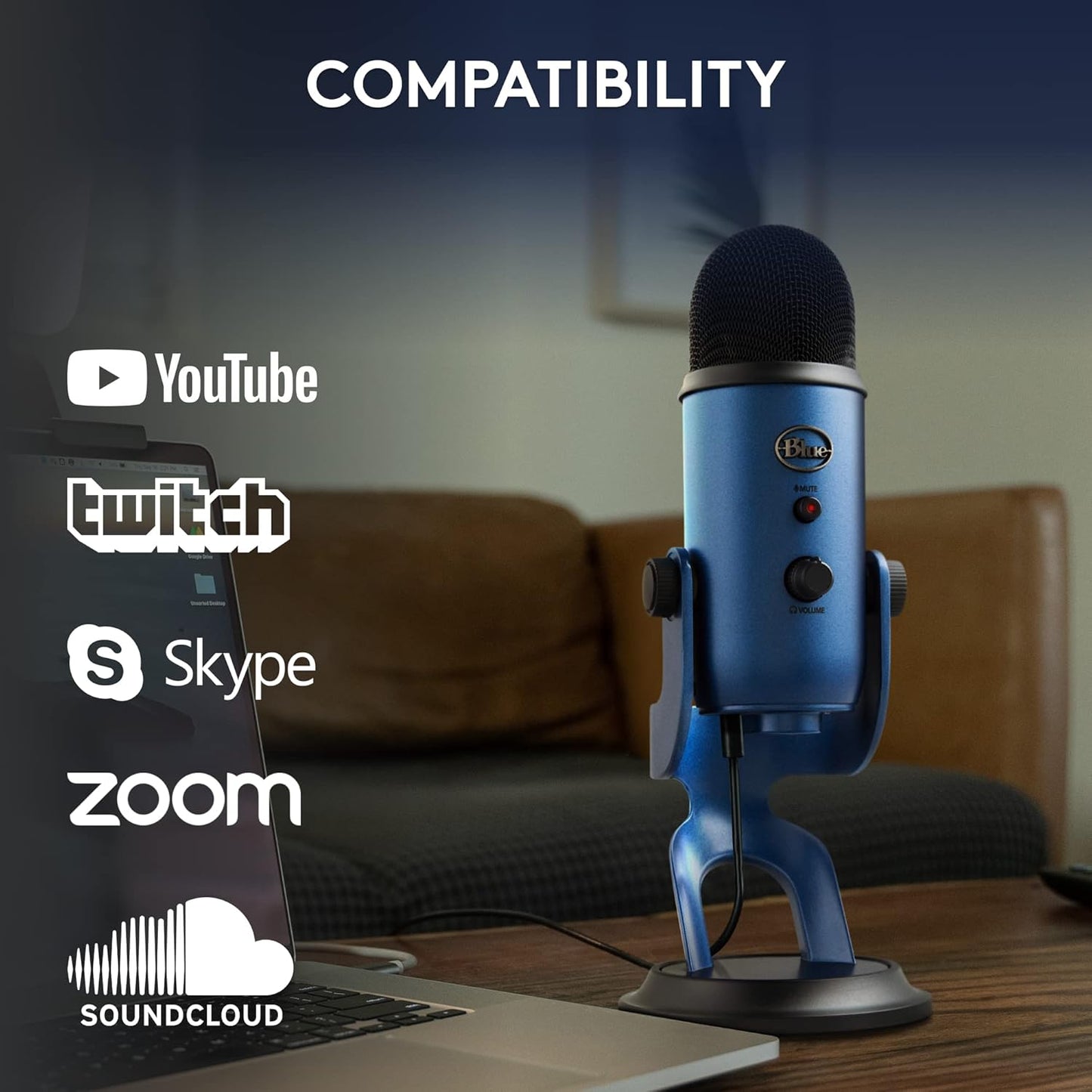 Logitech Creators Yeti USB Microphone for Gaming, Streaming, Podcast, Youtube, Discord, PC, Studio Sound, Plug & Play-Midnight