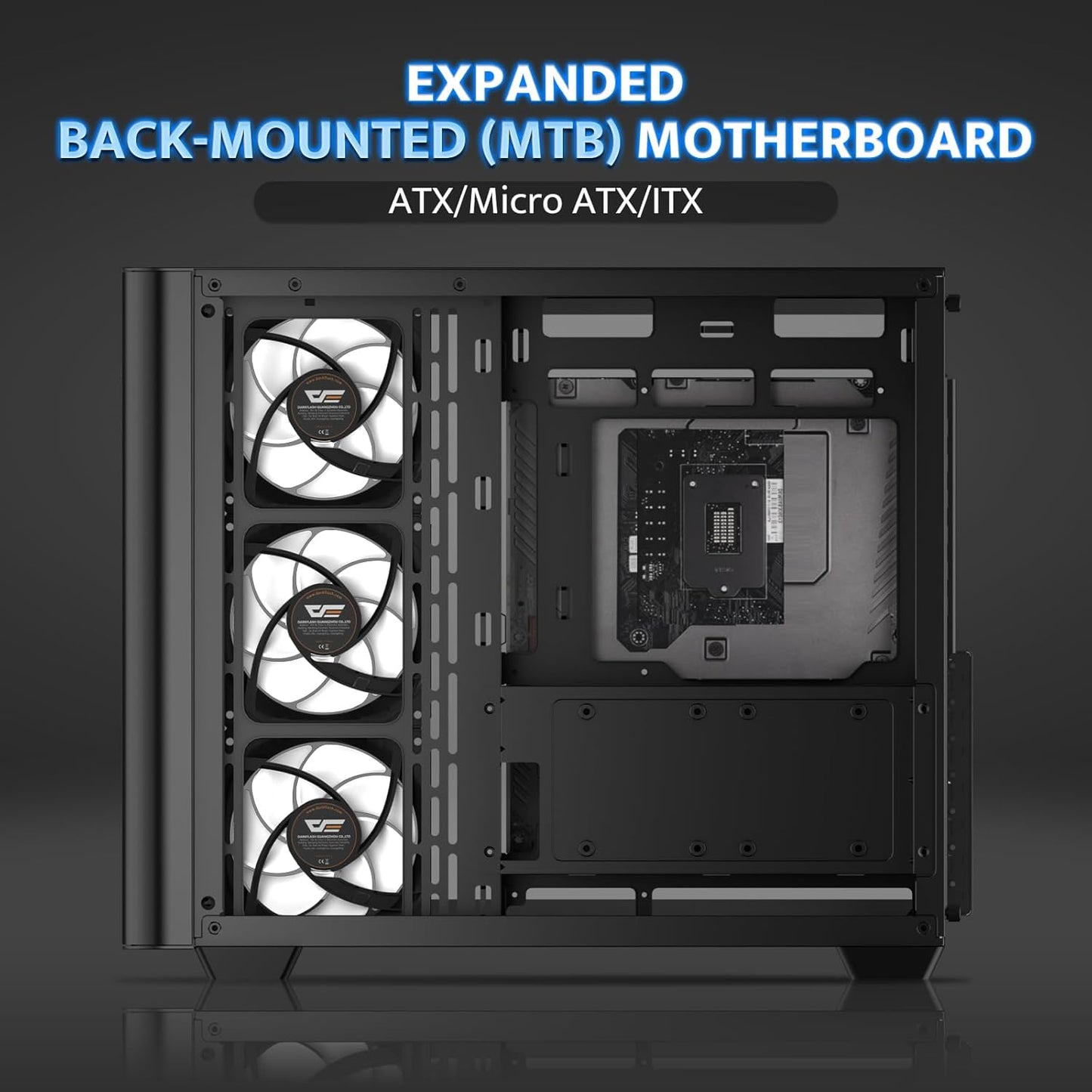 ATX Mid-Tower Gaming PC Case, Back Plug-In BTF Motherboard, with 4 ARGB Fans Computer Case, Full View Curve Glass Dual-Chamber PC Case, Type C Port, Supports Dual 360Mm AIO, Black(Dpw90)