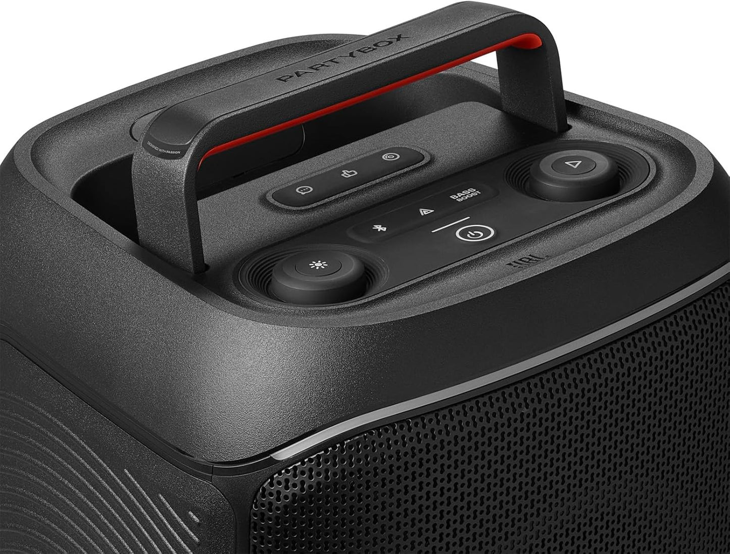 Partybox Club 120 - Portable Party Speaker with Foldable Handle, Powerful Pro Sound, Futuristic Lightshow, up to 12 Hours of Play Time, Splash Proof, Dual Mic & Guitar Inputs (Black)