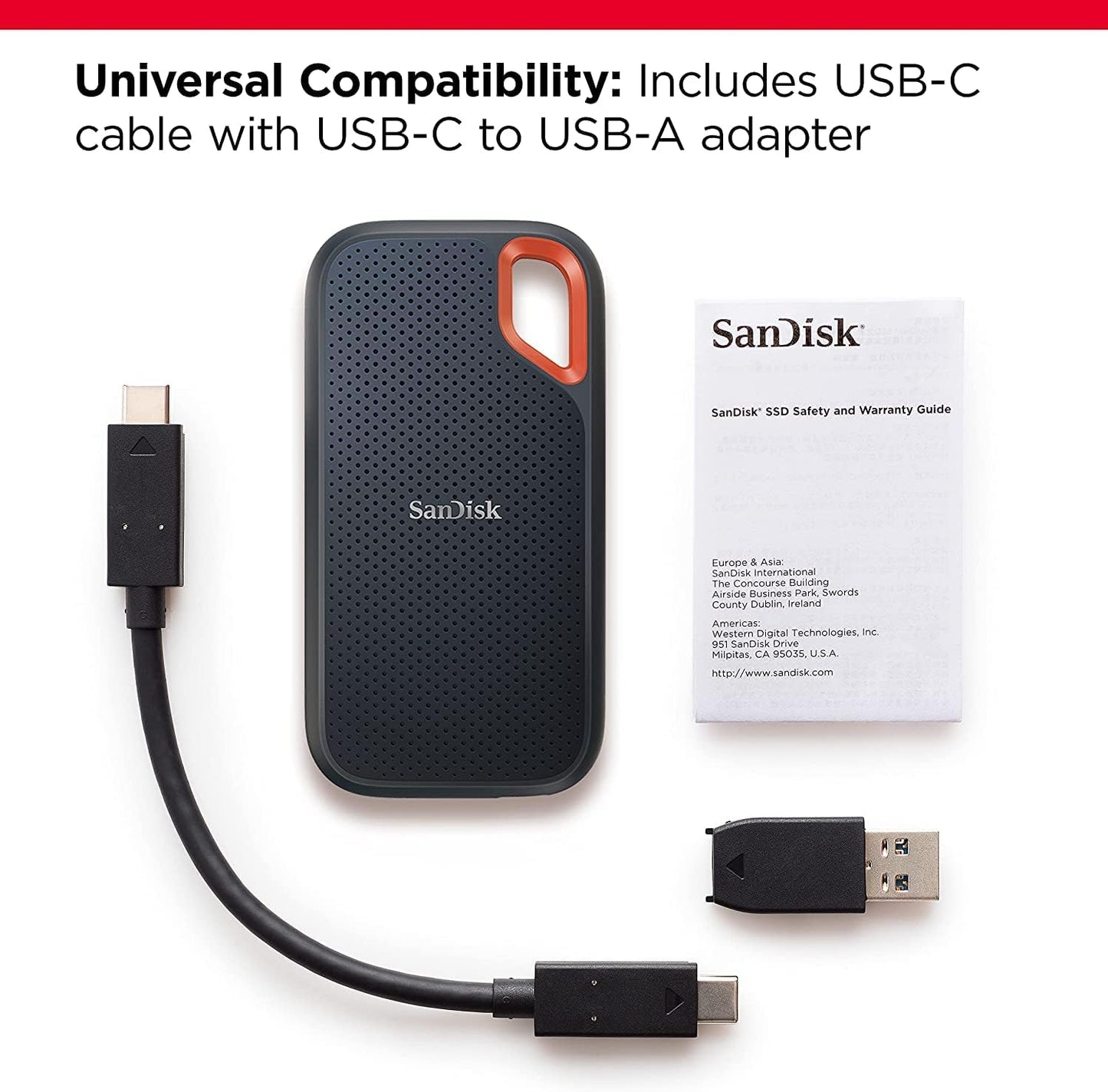4TB Extreme Portable SSD - up to 1050Mb/S, USB-C, USB 3.2 Gen 2, IP65 Water and Dust Resistance, Updated Firmware - External Solid State Drive - SDSSDE61-4T00-G25