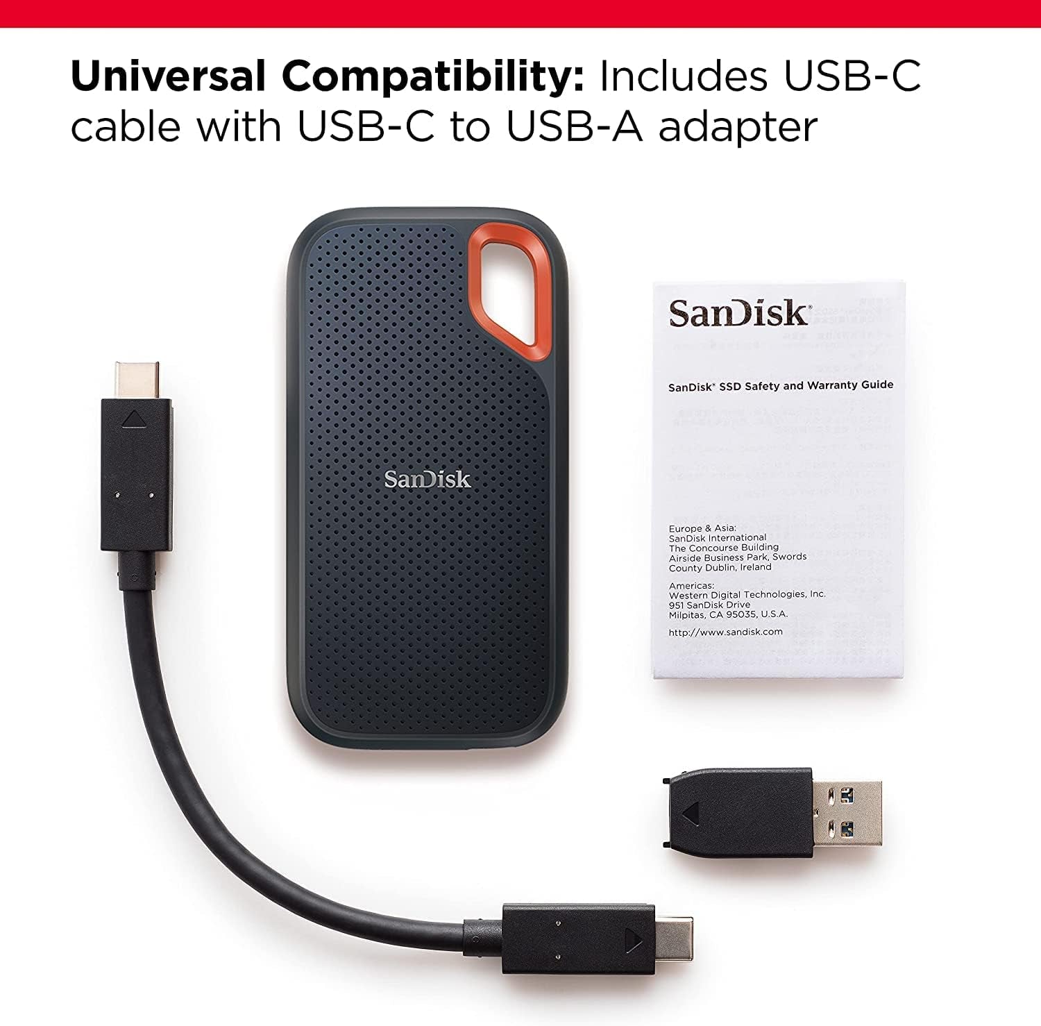 4TB Extreme Portable SSD - up to 1050Mb/S, USB-C, USB 3.2 Gen 2, IP65 Water and Dust Resistance, Updated Firmware - External Solid State Drive - SDSSDE61-4T00-G25