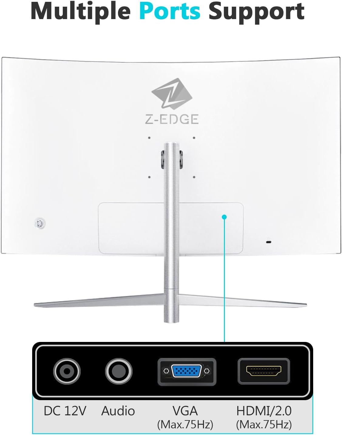 Z-Edge 24-Inch Curved Gaming Monitor, Full HD 1080P 1920X1080 LED Backlight Monitor, with 75Hz Refresh Rate and Eye-Care Technology, U24C 178° Wide View Angle, VGA+HDMI