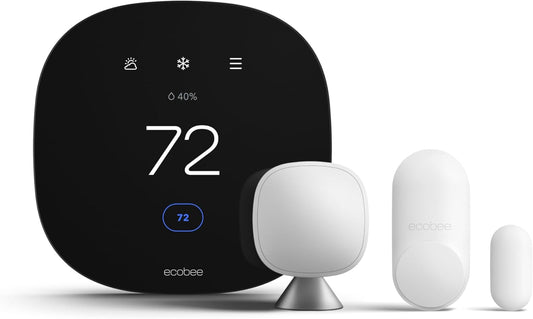 3 Lite Smart Thermostat with Whole Home Sensors Bundle (3 Lite Programmable Wifi Smart Thermostat, Smartsensor 1 Pack, Smartsensor for Doors & Windows 1 Pack) - Smart Home
