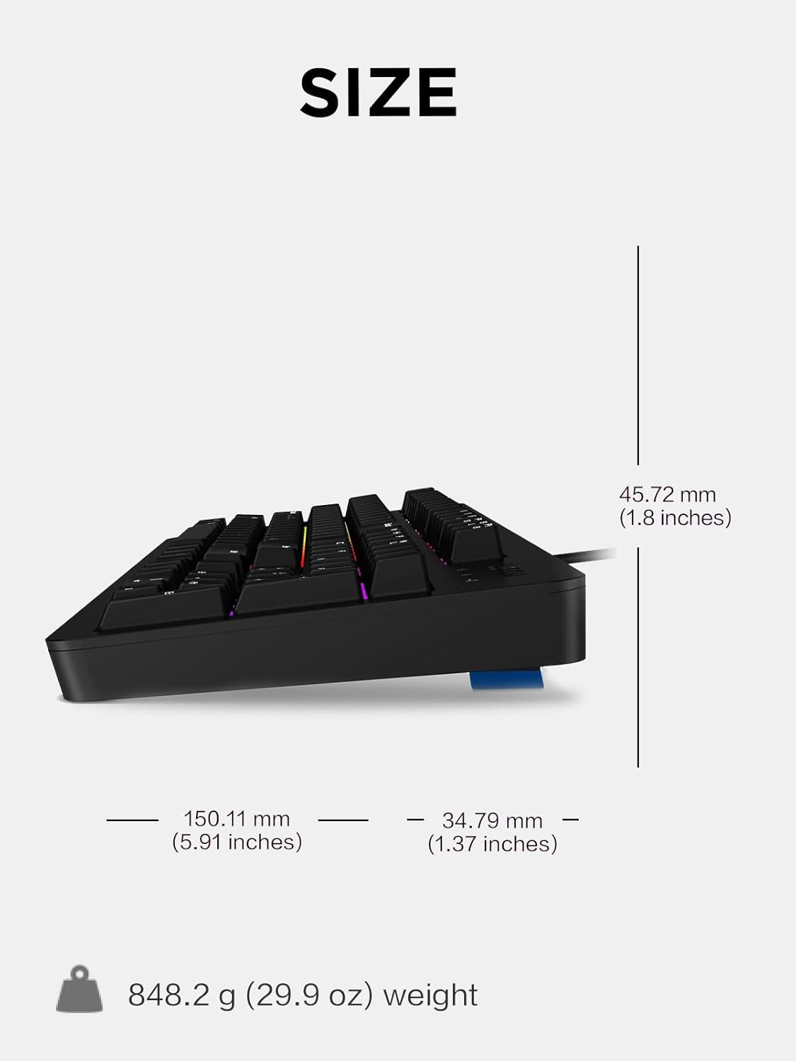 Legion K310 RGB Wired Gaming Keyboard - Ultra-Fast Reaction Time with Tactile Keys, Quiet Key Membrane Switches, Silent Operation, RGB Illumination - Water Resistant & Compact Design
