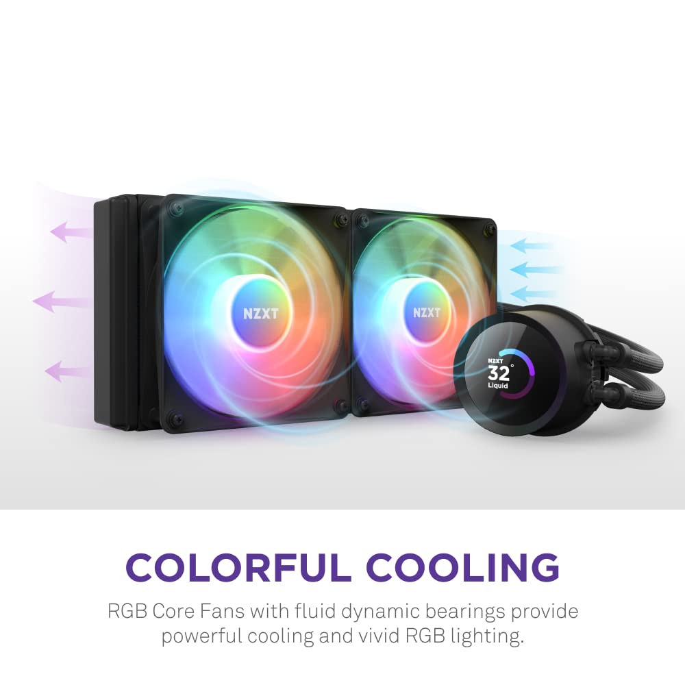 Kraken 360 RGB - 360Mm AIO CPU Liquid Cooler - Customizable 1.54" Square LCD Display for Images, Performance Metrics - High-Performance Pump - 3 X F120 RGB Core Fans - Black