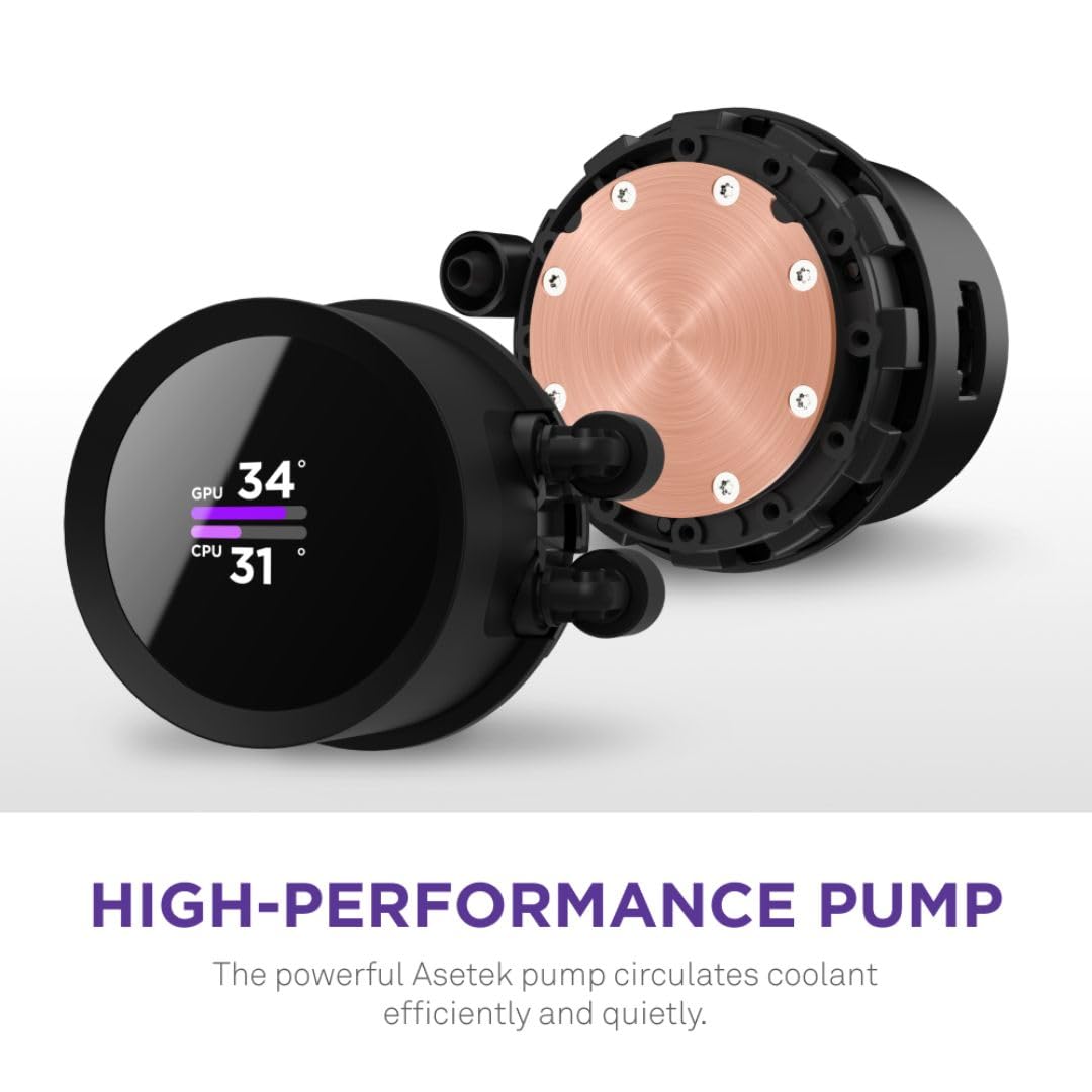 Kraken 280 RGB - RL-KR280-B1 - 280Mm AIO CPU Liquid Cooler - Customizable 1.54" Square LCD Display for Images, Performance Metrics - High-Performance Pump - 2 X F140 RGB Core Fans - Black