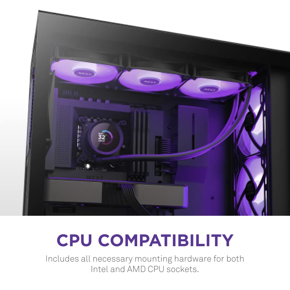 Kraken 360 RGB - 360Mm AIO CPU Liquid Cooler - Customizable 1.54" Square LCD Display for Images, Performance Metrics - High-Performance Pump - 3 X F120 RGB Core Fans - Black