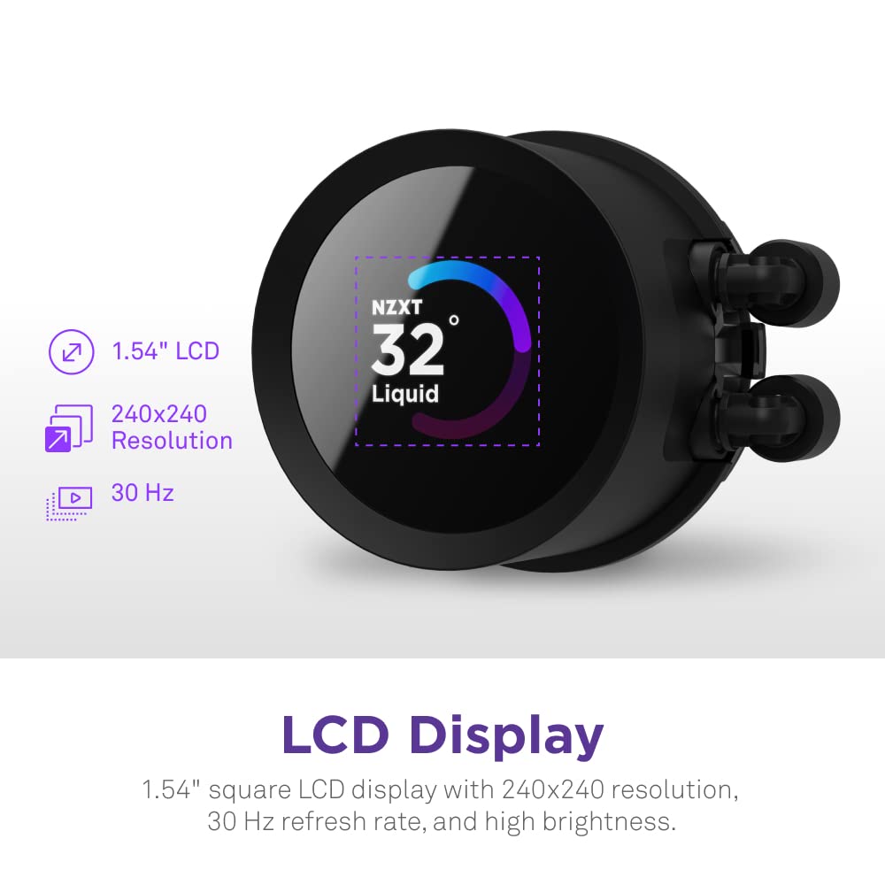 Kraken 360 RGB - 360Mm AIO CPU Liquid Cooler - Customizable 1.54" Square LCD Display for Images, Performance Metrics - High-Performance Pump - 3 X F120 RGB Core Fans - Black