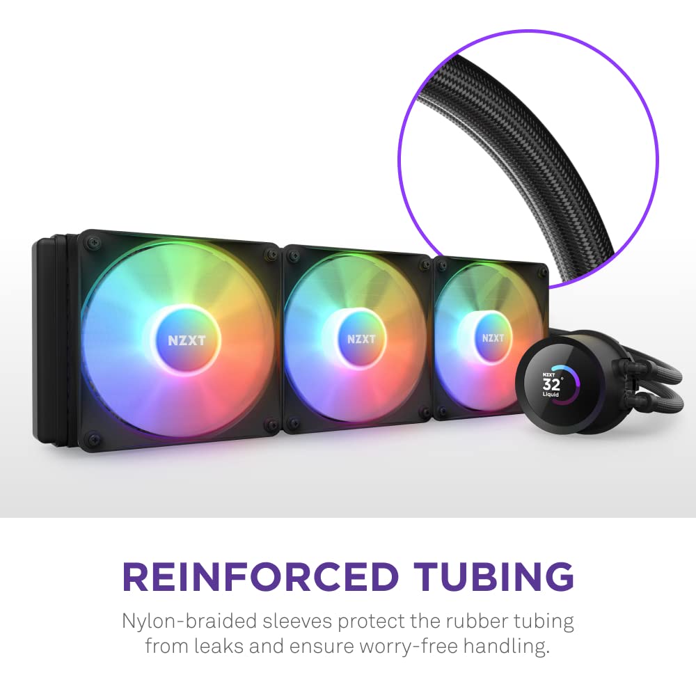 Kraken 360 RGB - 360Mm AIO CPU Liquid Cooler - Customizable 1.54" Square LCD Display for Images, Performance Metrics - High-Performance Pump - 3 X F120 RGB Core Fans - Black