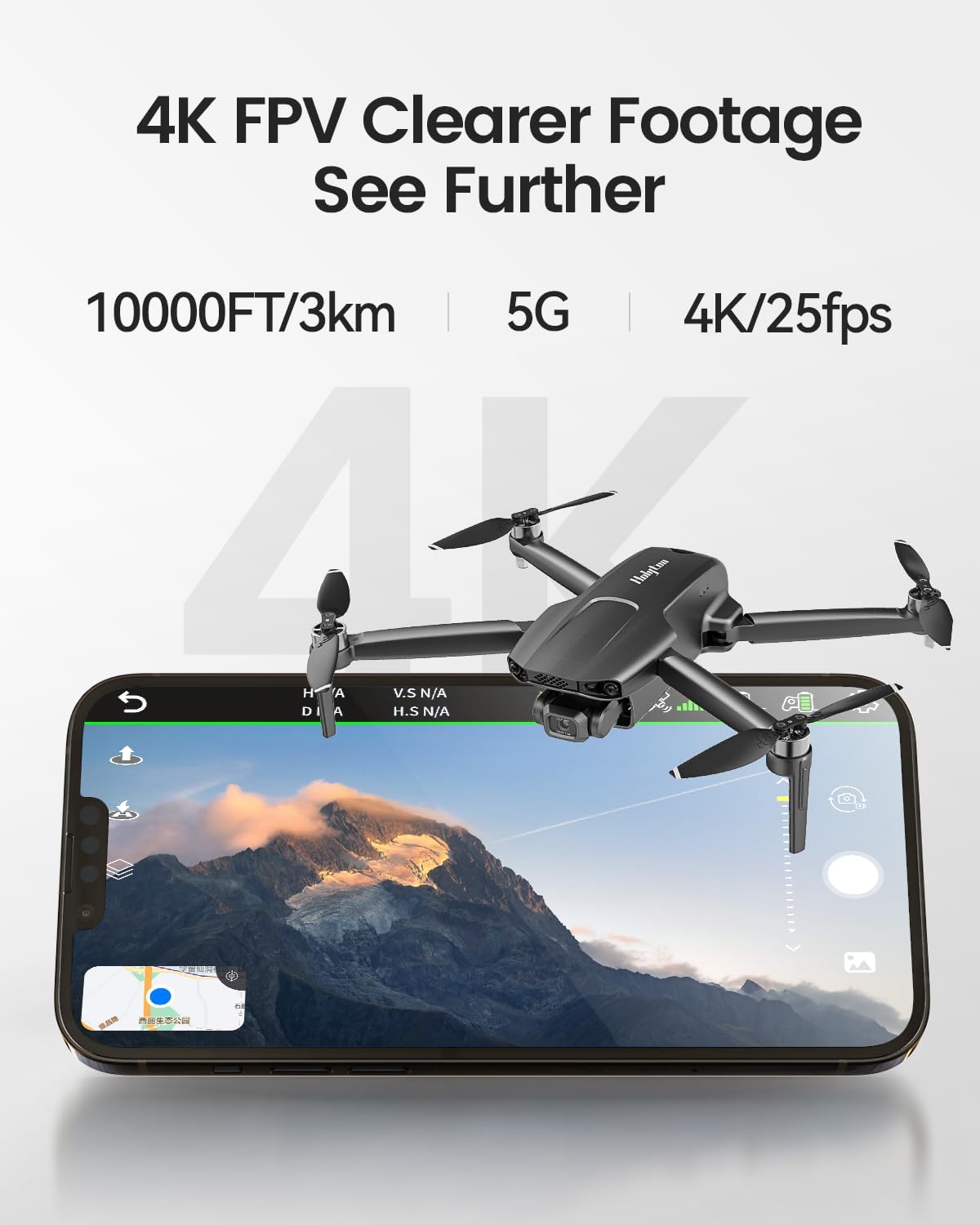 HT70 3 Axis Brushless Gimbal GPS Drones with Camera for Adults 4K; FAA Compliant FPV RC Quadcopter Drone with 4K/30FPS Video, 10000Ft Range, Quickshot, Night Vision, Follow Me, Auto Return