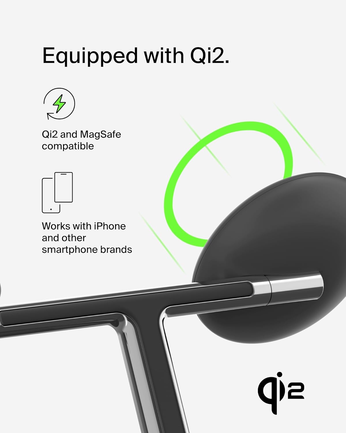 Magsafe-Compatible 3-In-1 Wireless Charger Stand 15W - Qi2-Certified Wireless Charging Station, Fast Charging of Iphone 16, Airpods, & Apple Watch - 36W Included - Black