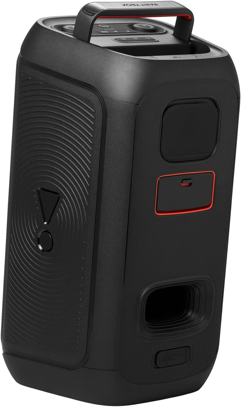 Partybox Club 120 - Portable Party Speaker with Foldable Handle, Powerful  Pro Sound, Futuristic Lightshow, up to 12 Hours of Play Time, Splash Proof, Dual Mic & Guitar Inputs (Black)