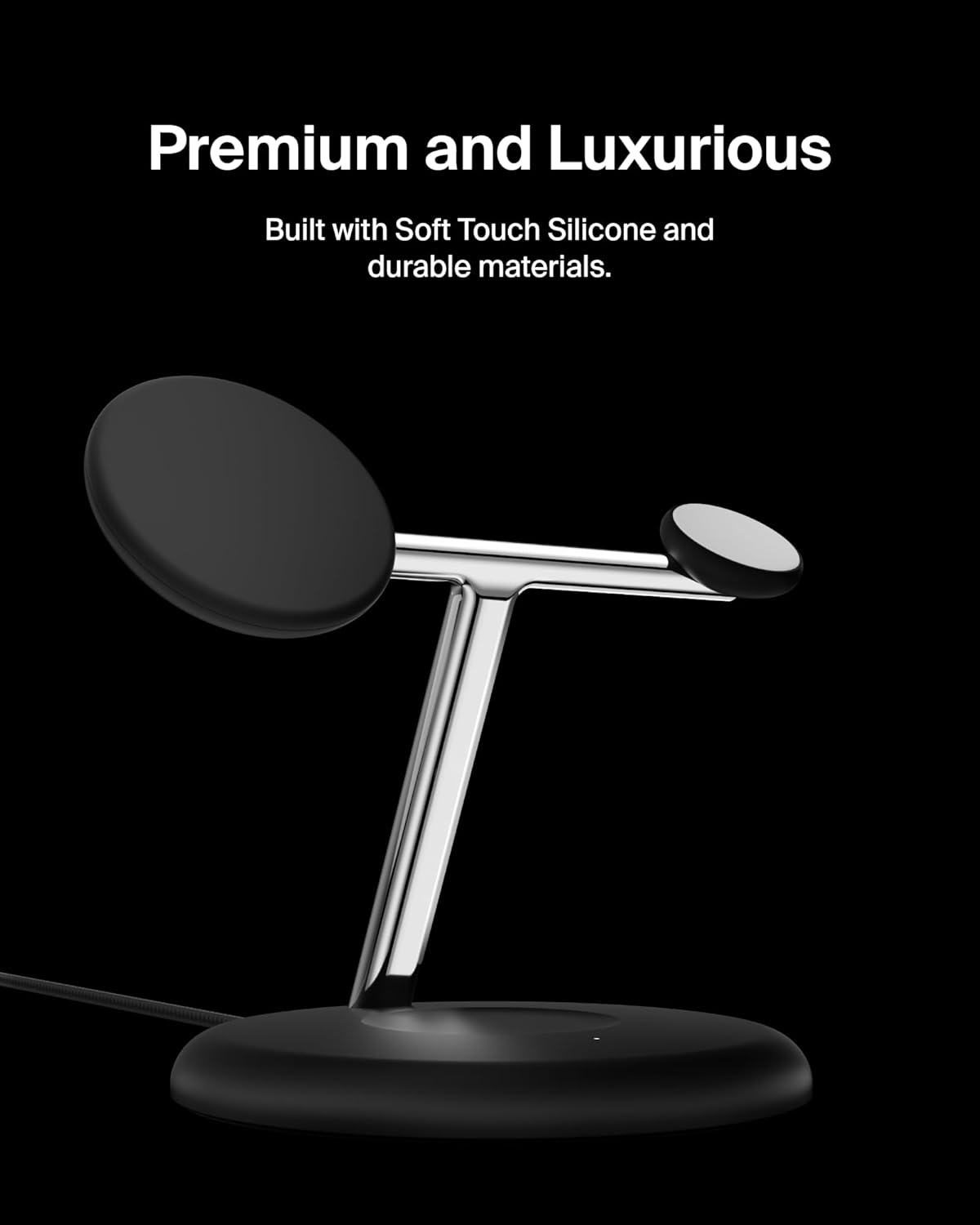 Magsafe-Compatible 3-In-1 Wireless Charger Stand 15W - Qi2-Certified Wireless Charging Station, Fast Charging of Iphone 16, Airpods, & Apple Watch - 36W Included - Black