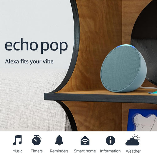 Echo Pop (Latest Model) - Compact Alexa Speaker, Ideal for Any Space, Midnight Teal