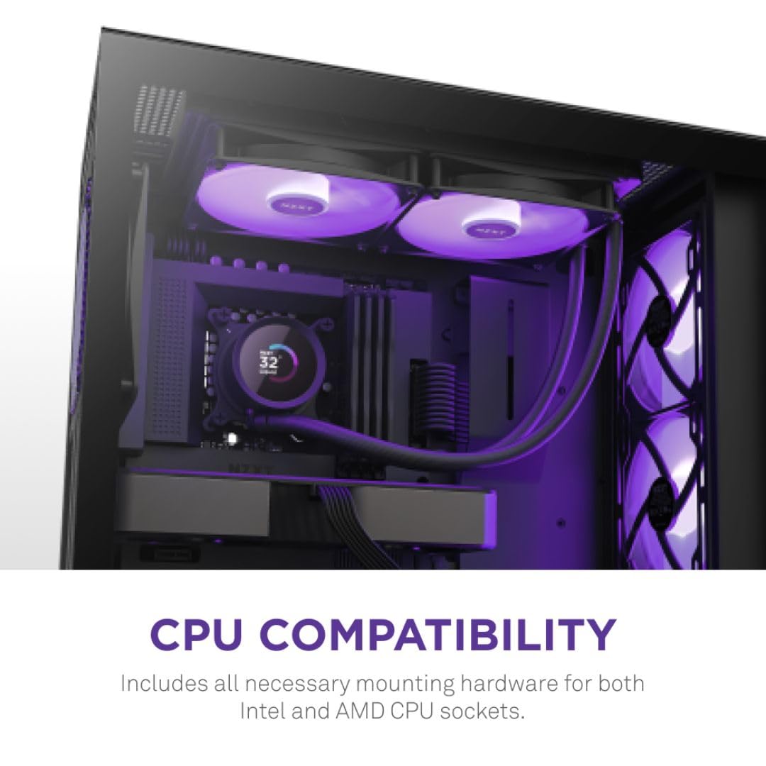 Kraken 280 RGB - RL-KR280-B1 - 280Mm AIO CPU Liquid Cooler - Customizable 1.54" Square LCD Display for Images, Performance Metrics - High-Performance Pump - 2 X F140 RGB Core Fans - Black