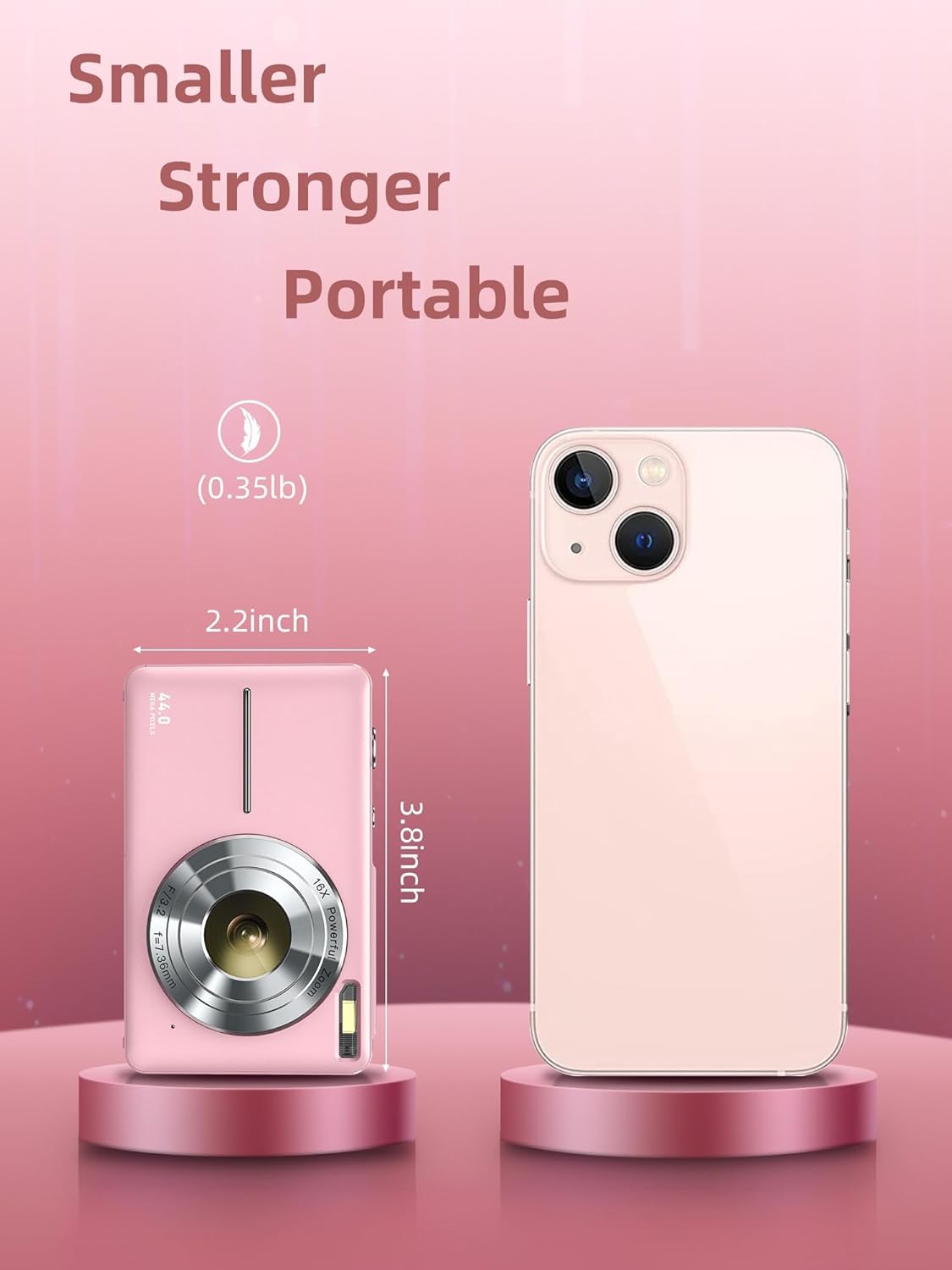 Digital Camera, FHD 1080P Camera, Digital Point and Shoot Camera with 16X Zoom anti Shake, Compact Small Camera for Boys Girls Kids