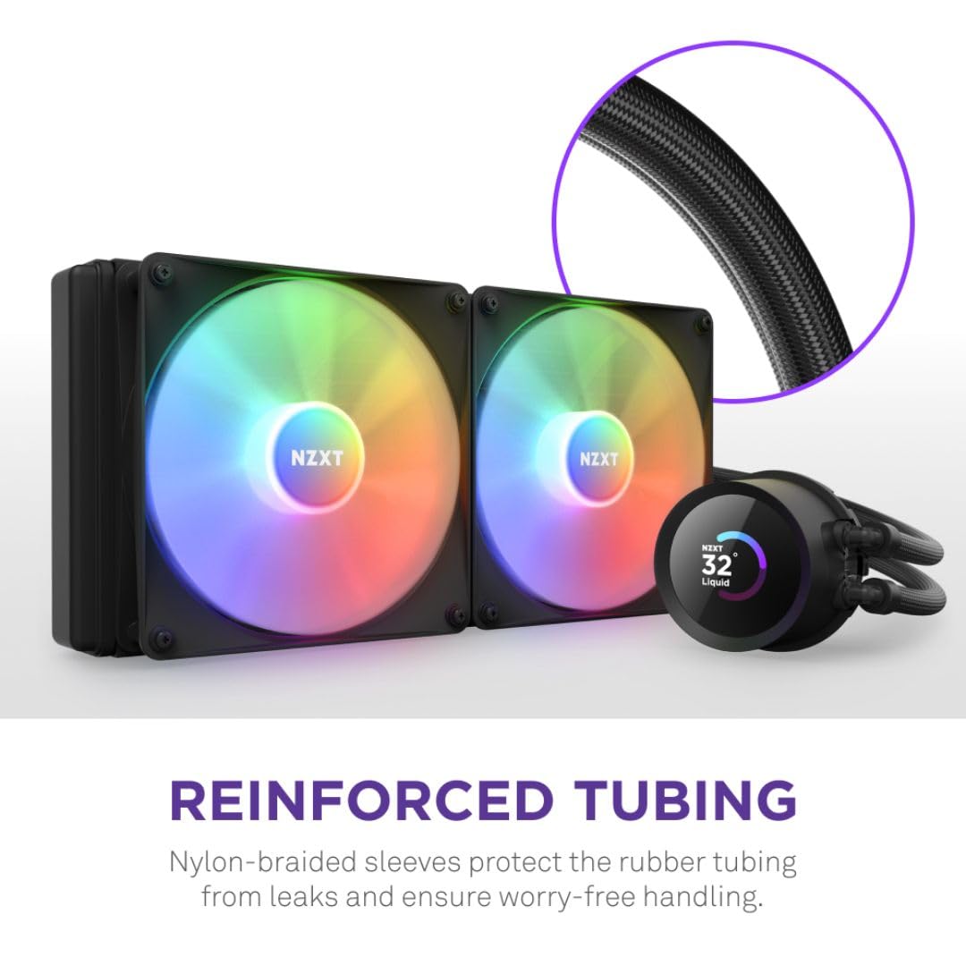 Kraken 280 RGB - RL-KR280-B1 - 280Mm AIO CPU Liquid Cooler - Customizable 1.54" Square LCD Display for Images, Performance Metrics - High-Performance Pump - 2 X F140 RGB Core Fans - Black