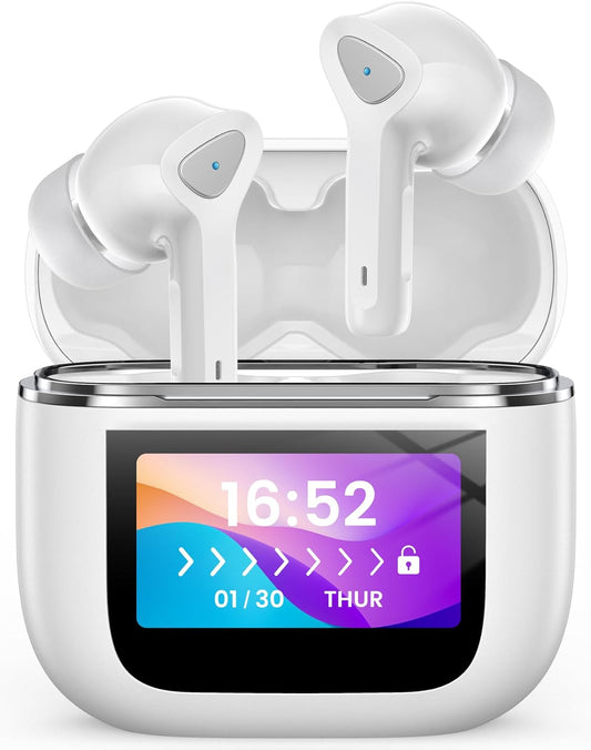 Wireless Earbuds Bluetooth 5.3 Headphones 50H Playtime Deep Bass Stereo Ear Buds with Mic IPX7 Waterproof Comfort Lightweight in Ear Earphones for Pad Android/Ios Phones Gifts for Women Men