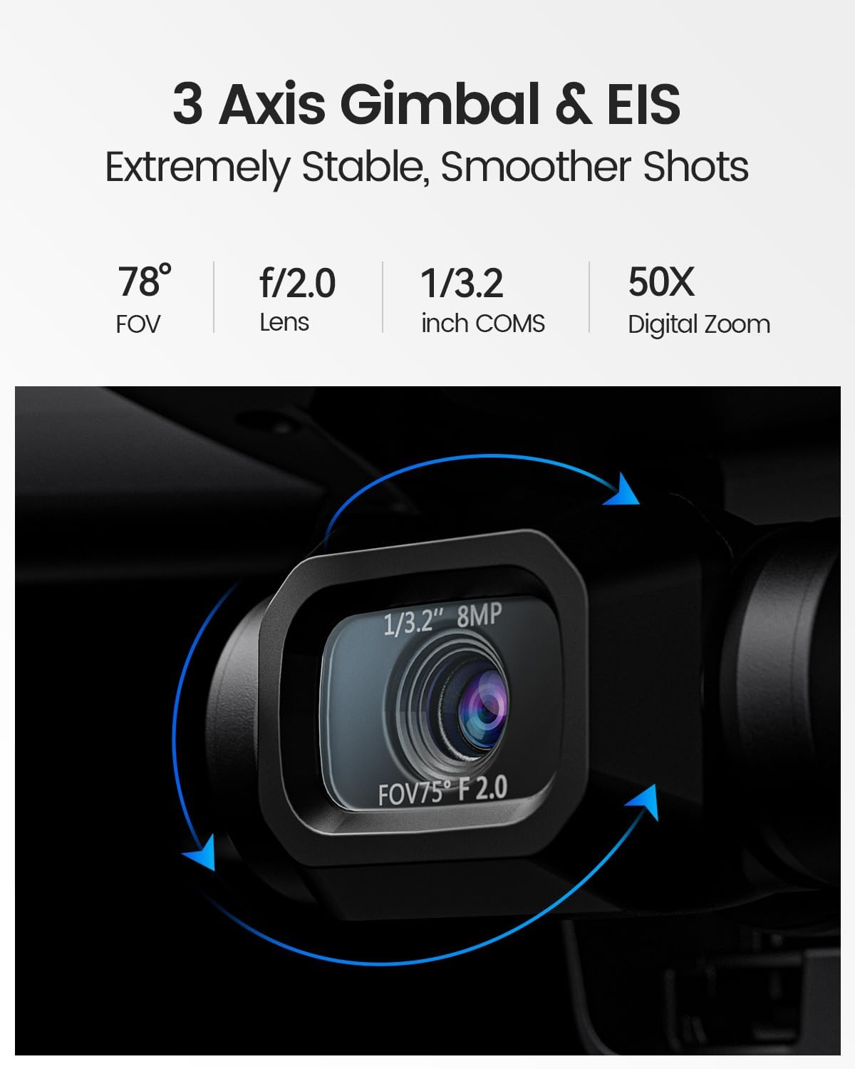 HT70 3 Axis Brushless Gimbal GPS Drones with Camera for Adults 4K; FAA Compliant FPV RC Quadcopter Drone with 4K/30FPS Video, 10000Ft Range, Quickshot, Night Vision, Follow Me, Auto Return