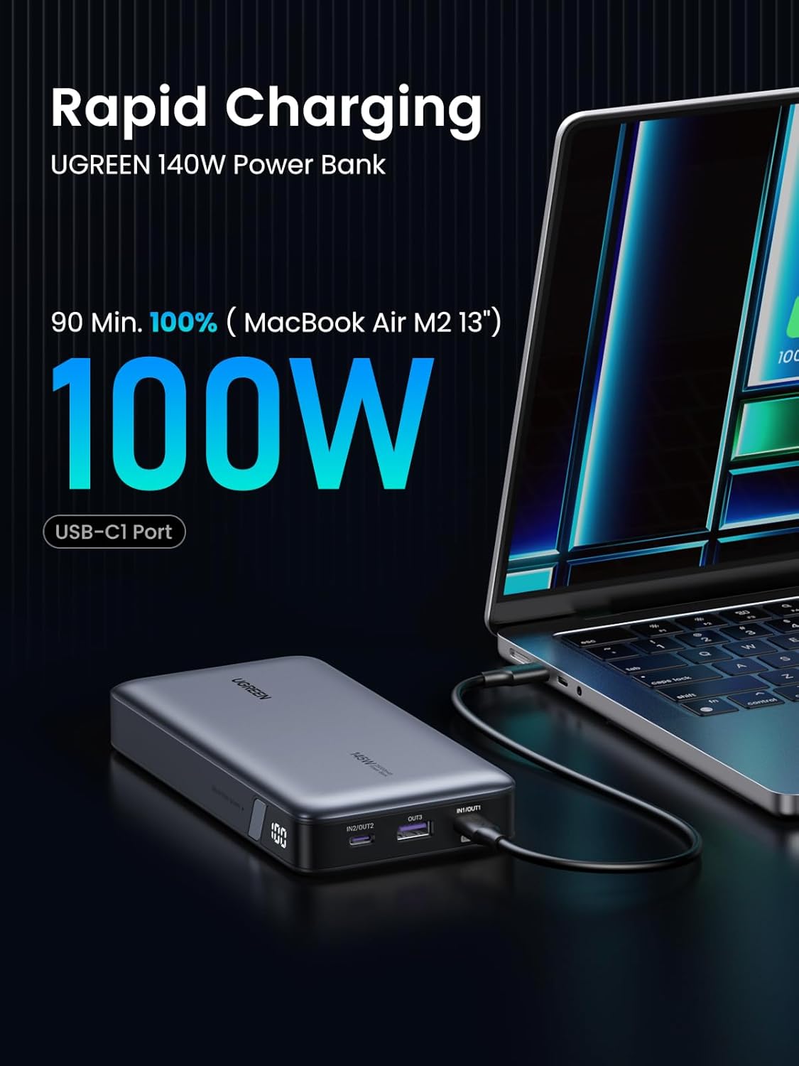 Power Bank 25,000Mah 145W Laptop Portable Charger, Nexode 3-Port USB C PD Battery Pack, for Macbook Pro/Air, Dell XPS, Iphone 16/15/14, Galaxy S24, Steam Deck, Ipad, and More
