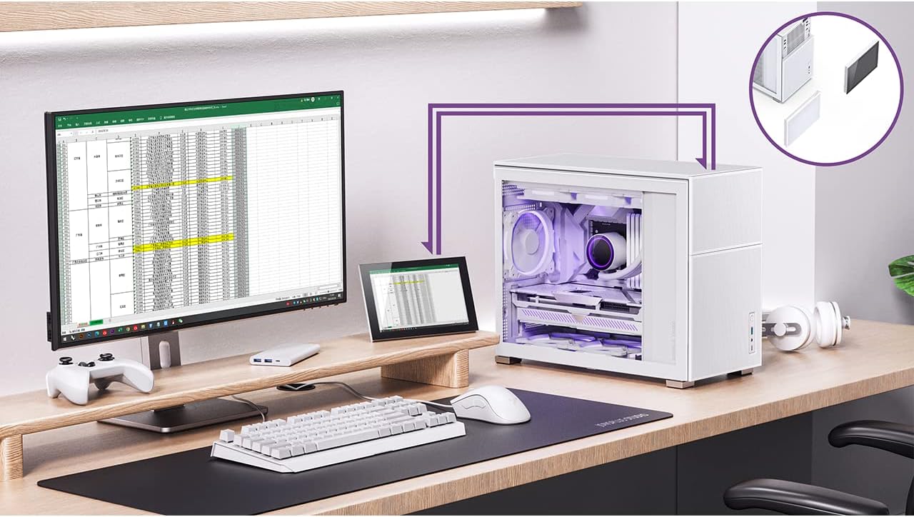 D31 MESH SC White Micro Computer Case with Screen, M-ATX/ITX Mainboard/Support RTX 4090(335-400Mm) GPU 360/280Aio,Power ATX/SFX: 100Mm-220Mm Multiple Tool-Free Design Pc Case