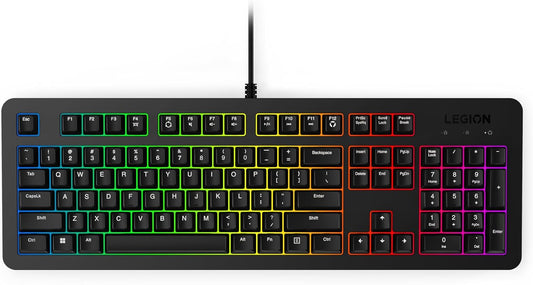 Legion K310 RGB Wired Gaming Keyboard - Ultra-Fast Reaction Time with Tactile Keys, Quiet Key Membrane Switches, Silent Operation, RGB Illumination - Water Resistant & Compact Design