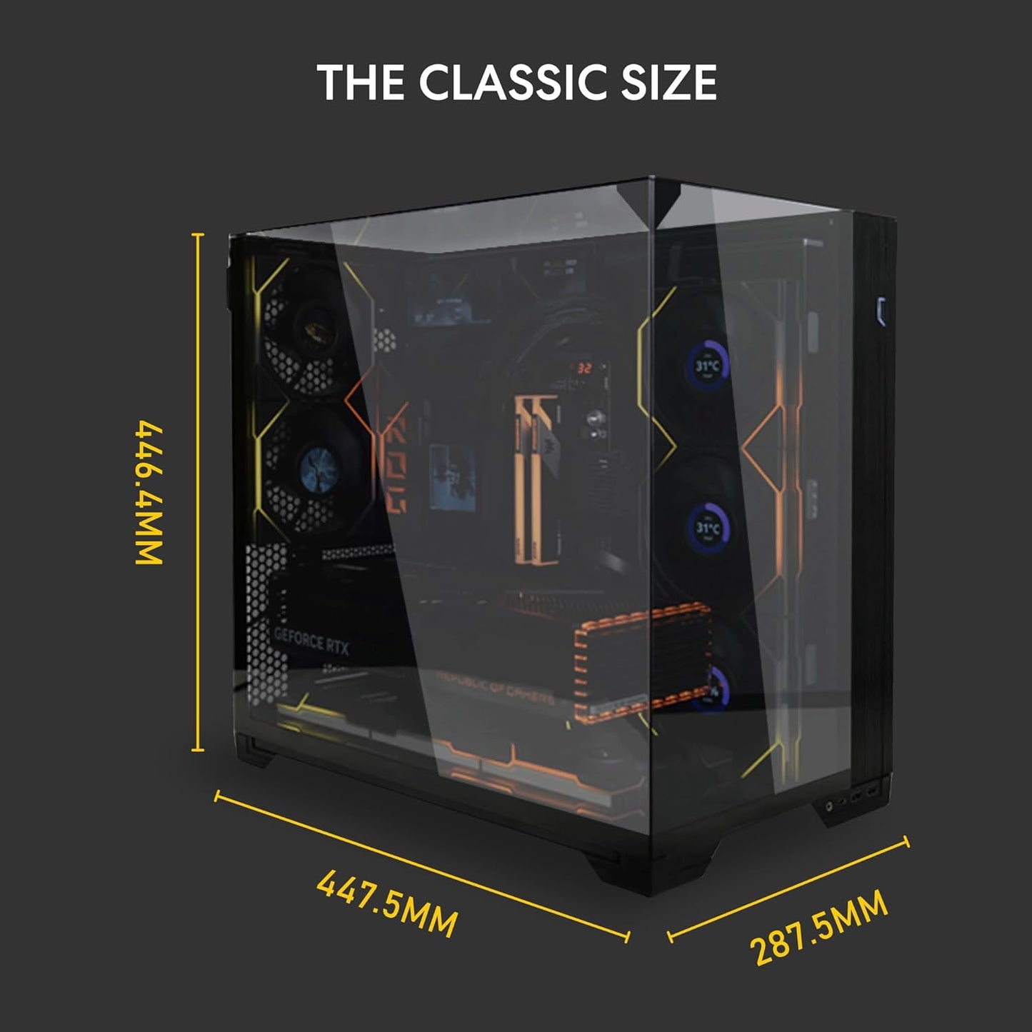 O11 Vision Compact Black-Steel-Tempered Glass ATX Mid Tower Computer Case-Back Connect Support-O11Vpx