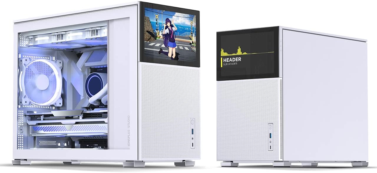 D31 MESH SC White Micro Computer Case with Screen, M-ATX/ITX Mainboard/Support RTX 4090(335-400Mm) GPU 360/280Aio,Power ATX/SFX: 100Mm-220Mm Multiple Tool-Free Design Pc Case