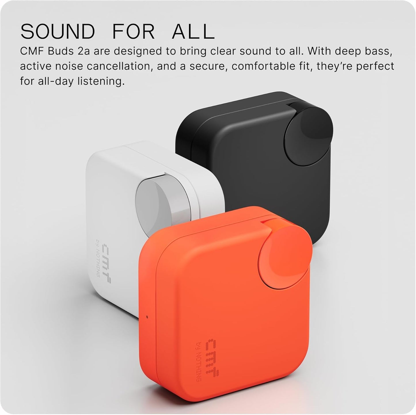 CMF Buds 2A Wireless Earbuds Active Noise Cancelling 42Db Hybrid ANC Bluetooth Headphones, 12.4Mm Dynamic Driver for Big Bass, 4 Mics Clear Calls, Sport Ear Buds for Iphone, Android, Dark Grey