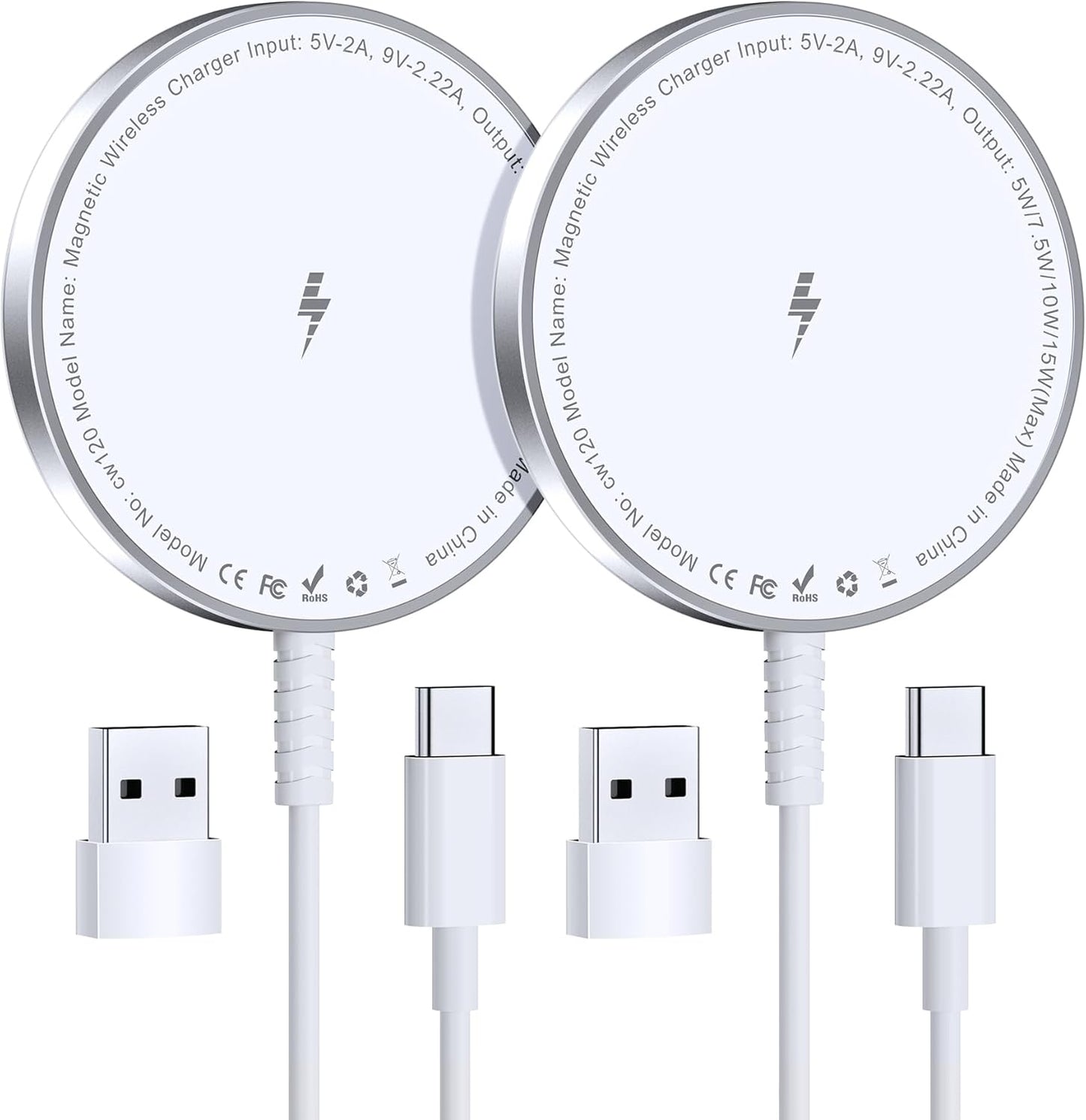 Magnetic Wireless Charger for Iphone: Compatible with Magsafe Charger Iphone 16 15 14 13 12 Series & Airpods 4 3 2 Pro - Fast 15W Max Charging Pad Strong Magnet, Dual USB-C/A Ports-Home Office Travel