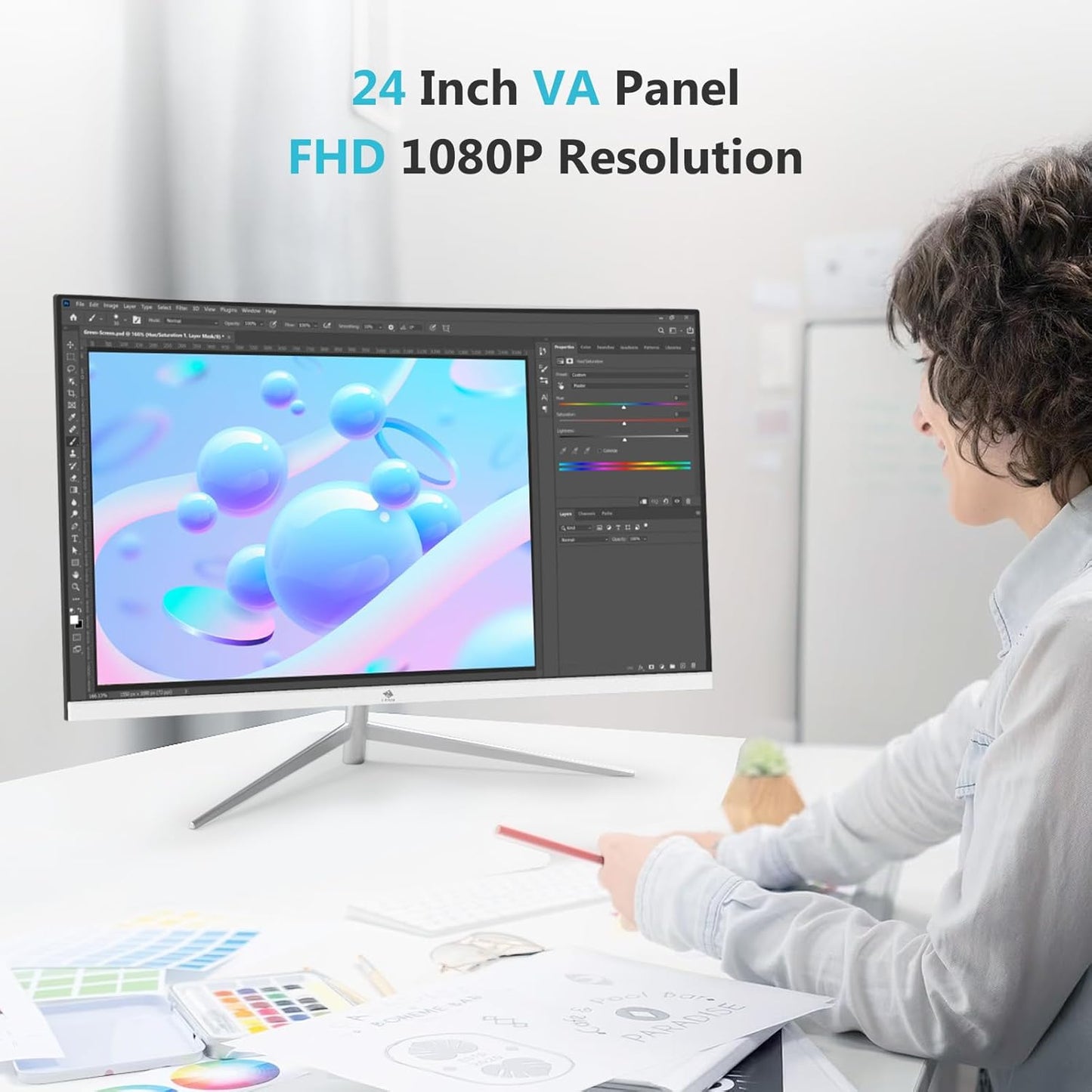 Z-Edge 24-Inch Curved Gaming Monitor, Full HD 1080P 1920X1080 LED Backlight Monitor, with 75Hz Refresh Rate and Eye-Care Technology, U24C 178° Wide View Angle, VGA+HDMI