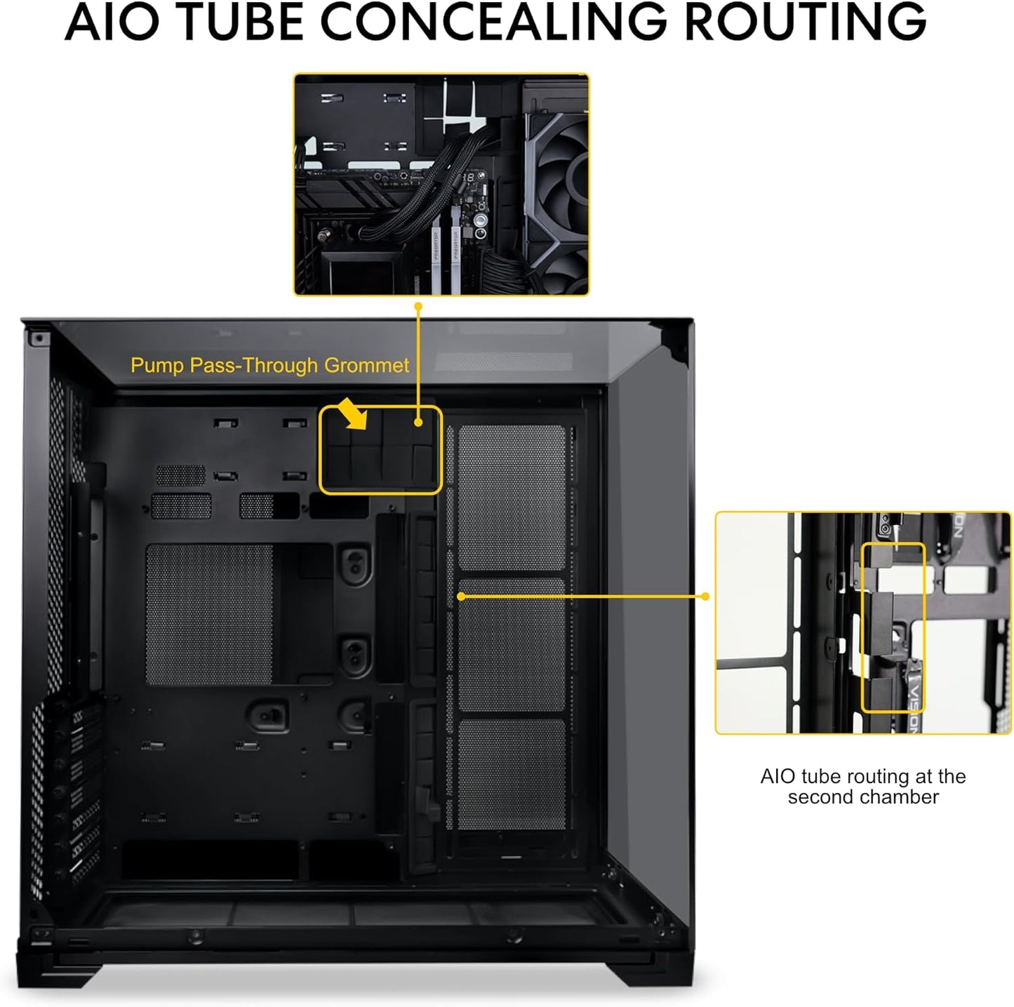 O11 Vision Compact Black-Steel-Tempered Glass ATX Mid Tower Computer Case-Back Connect Support-O11Vpx