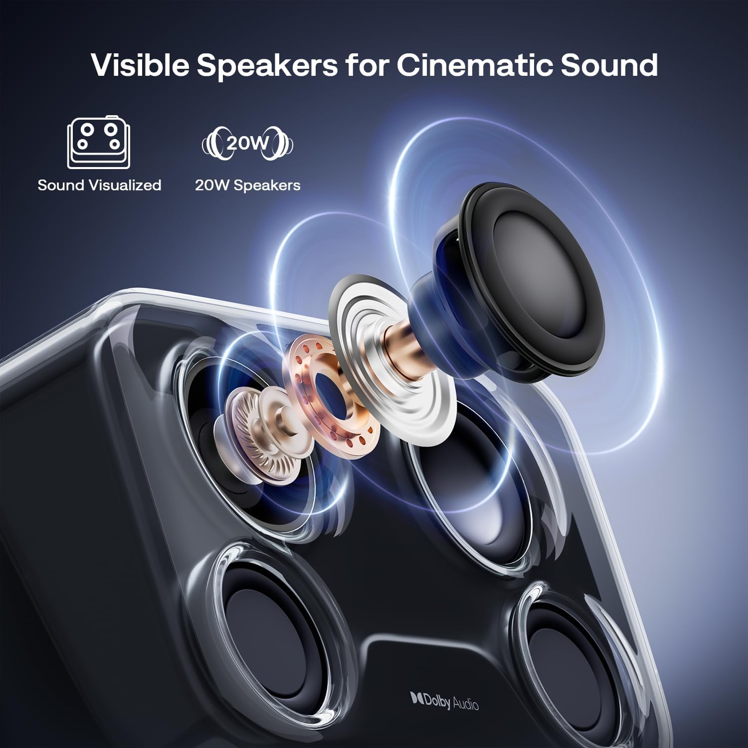 BOOM Mini Google TV Smart Projector with Wifi and Bluetooth, 4K Supported Outdoor & Home Movie Projector with 20W Speakers Doiby Audio, Real-Time Focus & Keystone, 500 ANSI Lumens, Black
