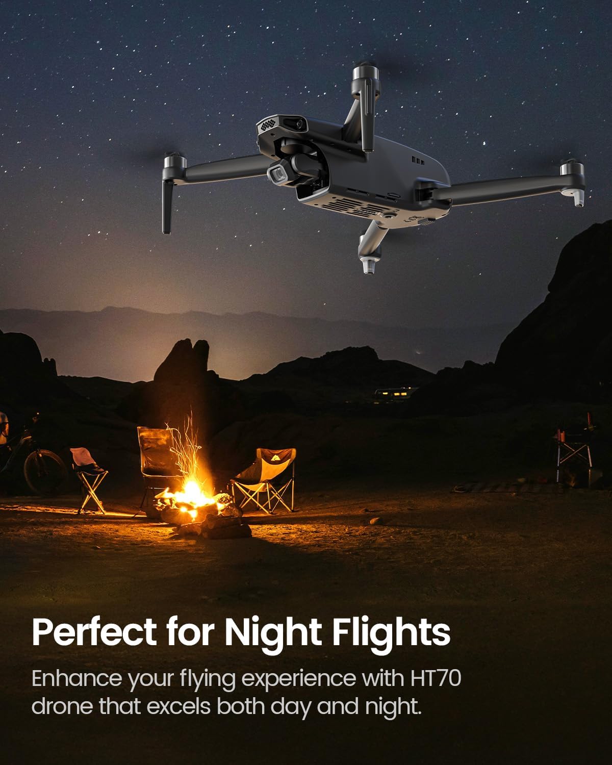 HT70 3 Axis Brushless Gimbal GPS Drones with Camera for Adults 4K; FAA Compliant FPV RC Quadcopter Drone with 4K/30FPS Video, 10000Ft Range, Quickshot, Night Vision, Follow Me, Auto Return