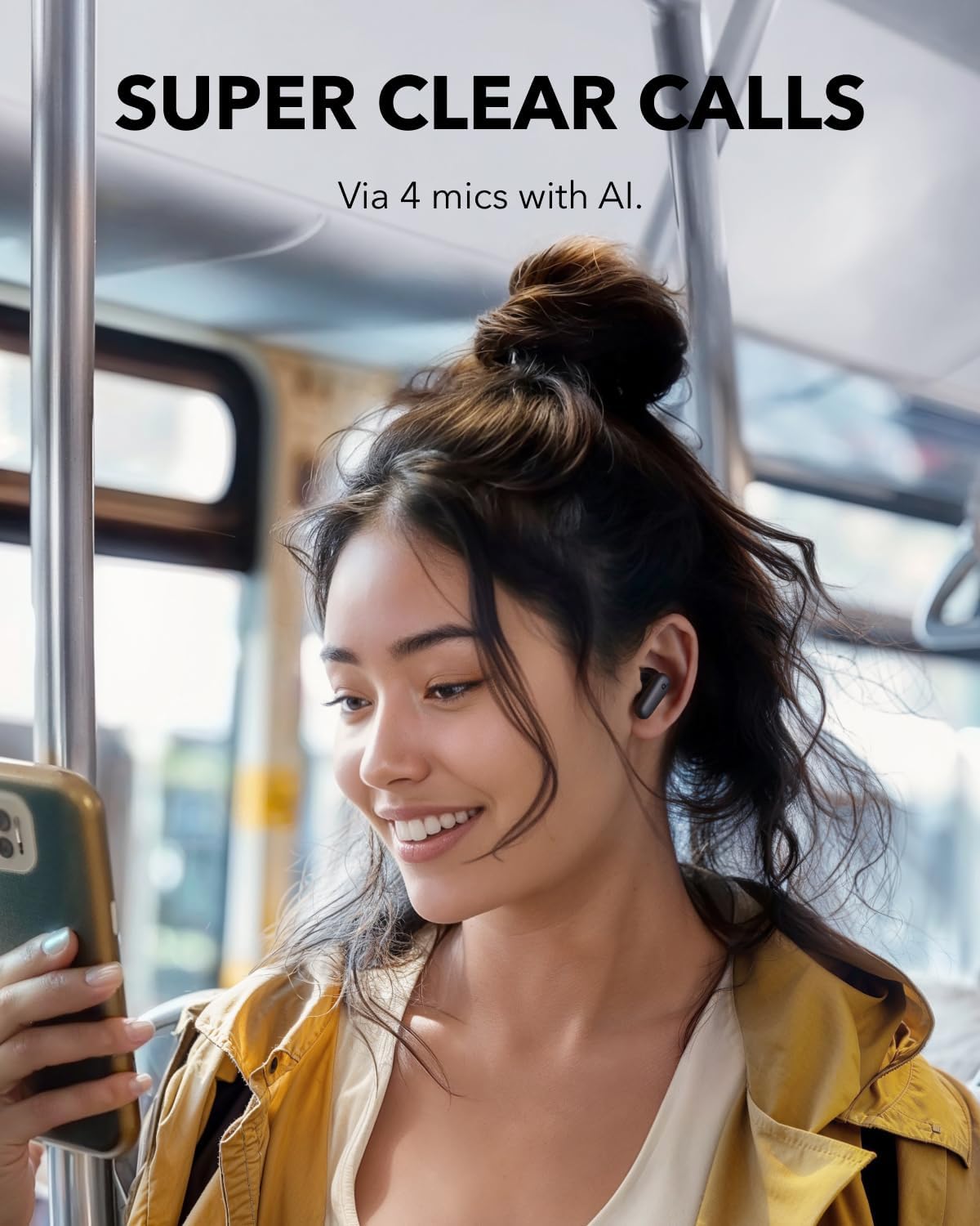 P30I by  Noise Cancelling Earbuds, Strong and Smart Noise Cancelling, Powerful Bass, 45H Playtime, 2-In-1 Case and Phone Stand, IP54, Wireless Earbuds, Bluetooth 5.4 (Black)
