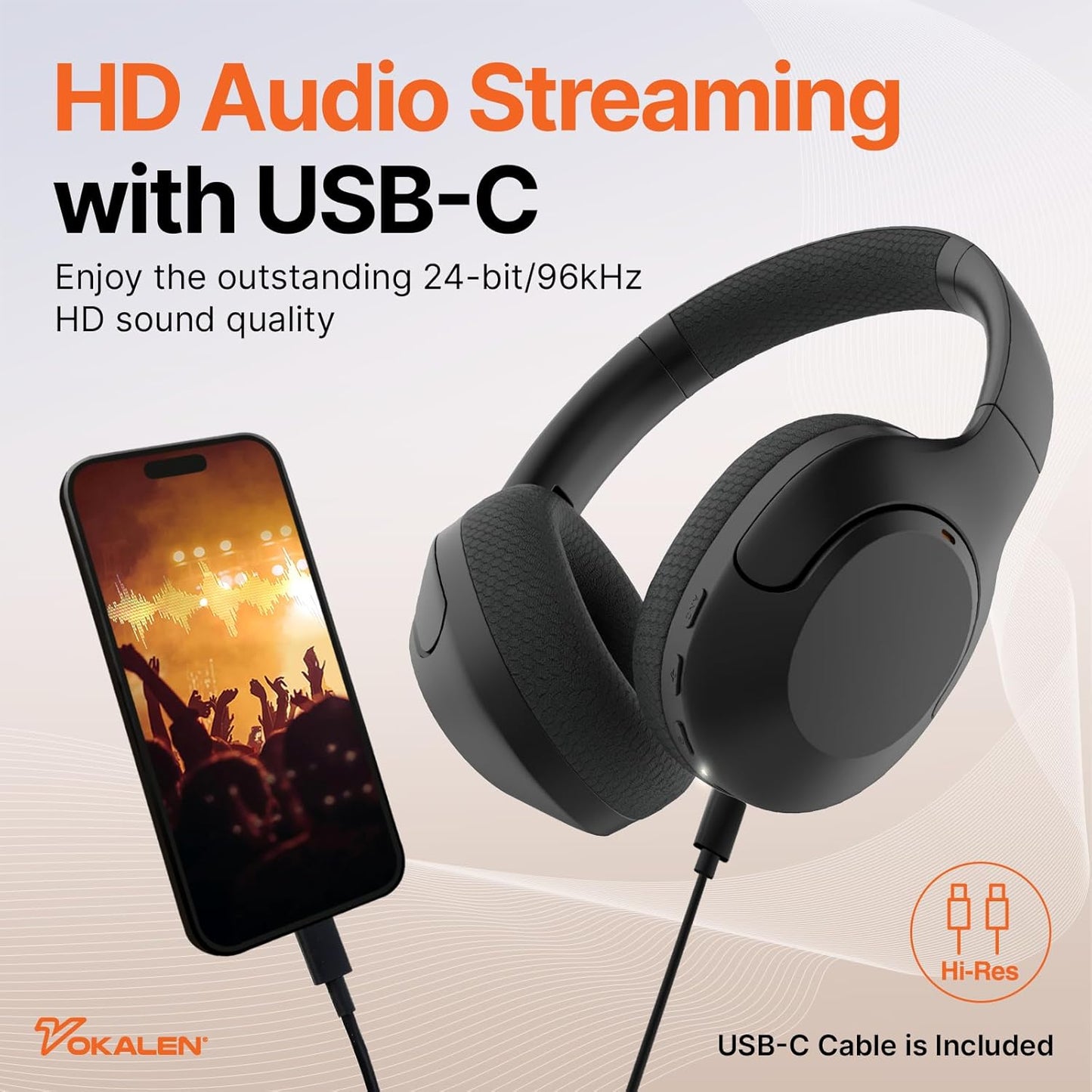 Hyper Pro Adaptive Active Noise Cancelling Headphones, Wireless Bluetooth over Ear Headphones with Mic, 60H Playtime, Comfort Mesh Ear Cushions, Deep Bass Hi-Res Audio, Custom EQ (Black)