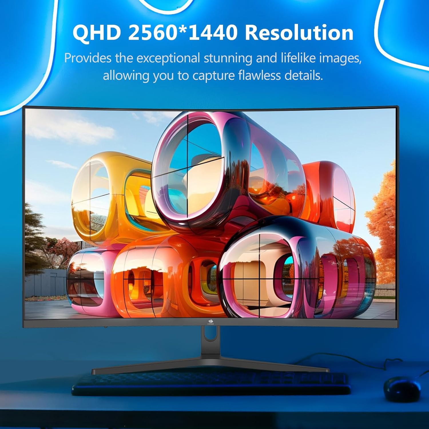Z-Edge 32 Inch Curved Gaming Monitor, 16:9 QHD 2K 2560X1440 170/144Hz 1Ms Frameless LED Gaming Monitor, AMD Freesync Premium Display Port HDMI