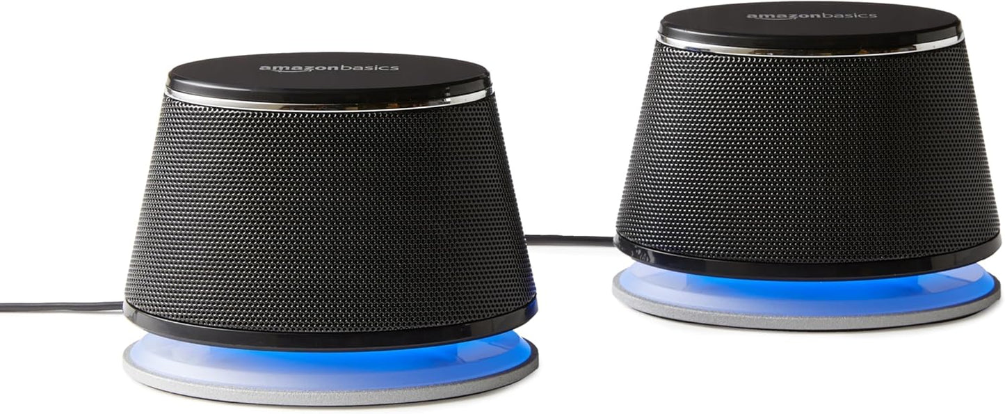 Stereo 2.0 Speakers for PC or Laptop, 3.5Mm Aux Input, Usb-Powered, 1 Pair, Black