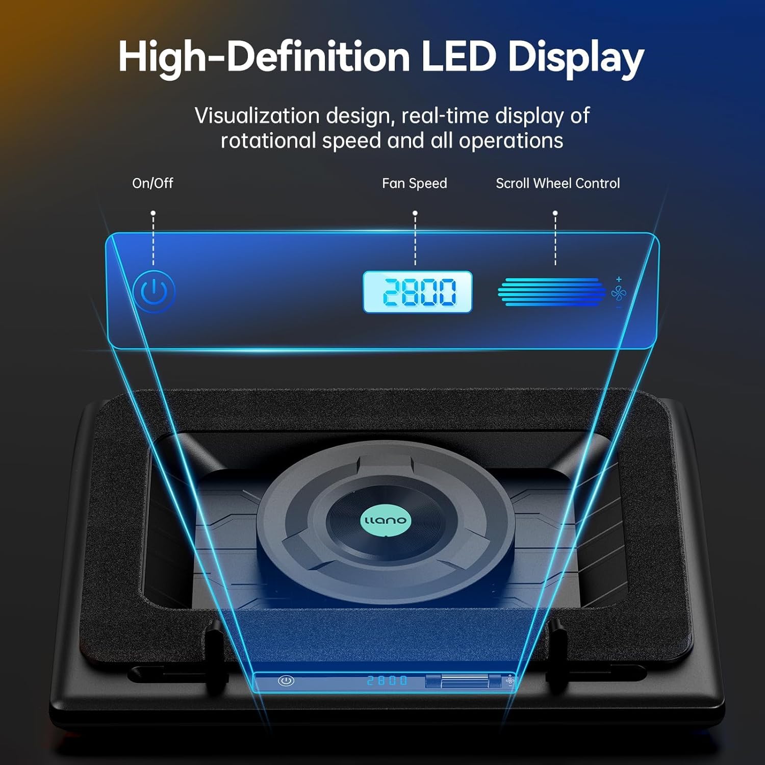 Laptop Cooling Pad, Gaming Laptop Cooler with Powerful Turbo Cooling Fan(5.5Inch Diameter), Infinitely Variable Speed, Touch Control, 3-Port USB A, Sealed Foam for Fast Cooling Laptop 15.6-21In