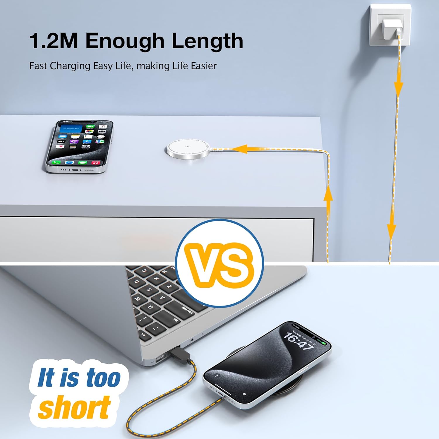 Magnetic Wireless Charger for Iphone: Compatible with Magsafe Charger Iphone 16 15 14 13 12 Series & Airpods 4 3 2 Pro - Fast 15W Max Charging Pad Strong Magnet, Dual USB-C/A Ports-Home Office Travel