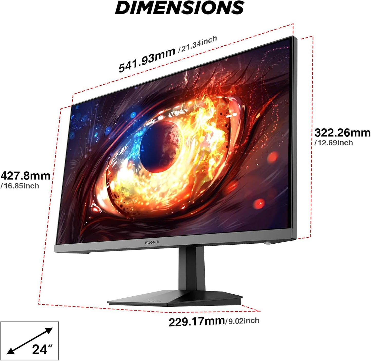 Gaming Monitor, 24" Fast IPS Computer Monitor, 200Hz FHD HDR400 Display, 1Ms PC Screen, 90% DCI-P3 Color Gamut, Adaptive Sync, Ultra Slim Frame, VESA Mountable, HDMI 2.0, DP 1.4, G2411P