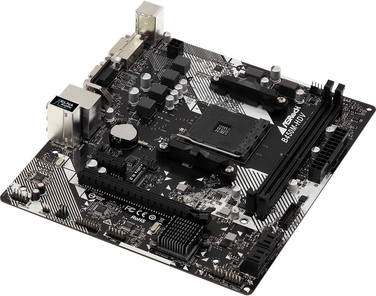 B450M-HDV R4.0 AMD B450 AM4 Socket Ryzen 2000 - 5000 Processors DDR4 3200 64GB HDMI DVI-D D-Sub Motherboard SATA 6Gb/S Micro ATX M.2