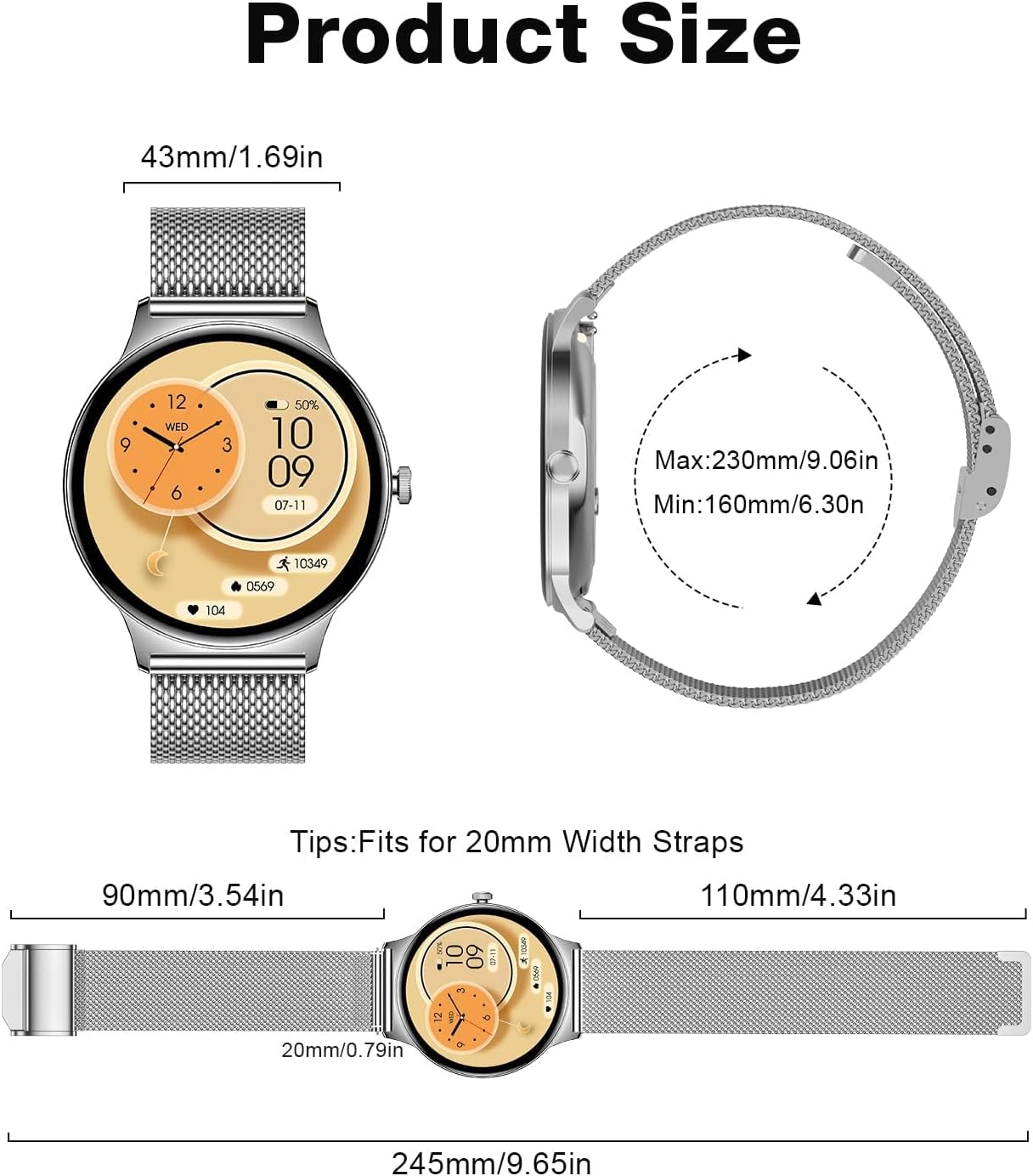 2025 Smart Watches for Women Men, 1.43" AMOLED Display Fitness Tracker with Heart Rate/Spo2/Sleep Monitor, Bluetooth Make/Answer Call, 100+ Sports Modes, IP67 Waterproof Smartwatch for Android Iphone