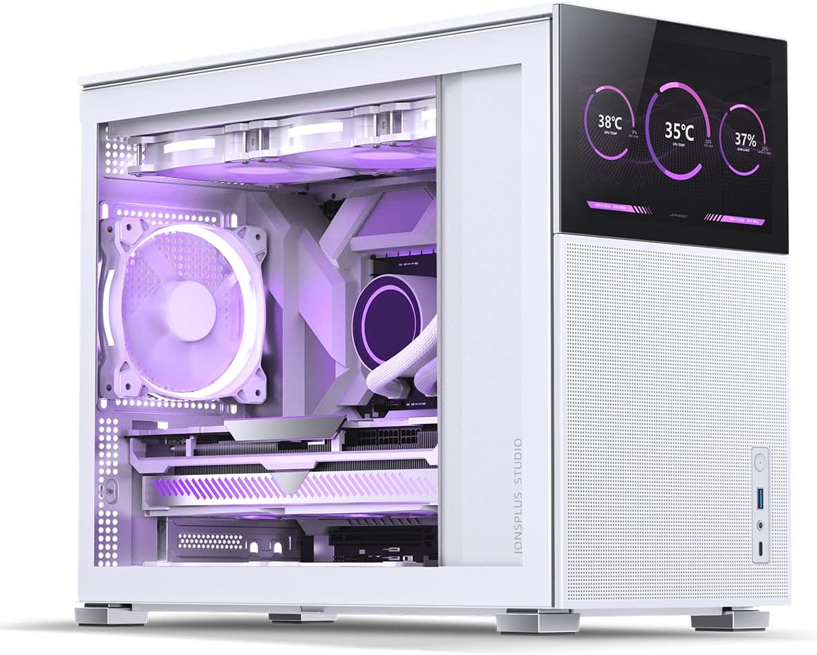 D31 MESH SC White Micro Computer Case with Screen, M-ATX/ITX Mainboard/Support RTX 4090(335-400Mm) GPU 360/280Aio,Power ATX/SFX: 100Mm-220Mm Multiple Tool-Free Design Pc Case