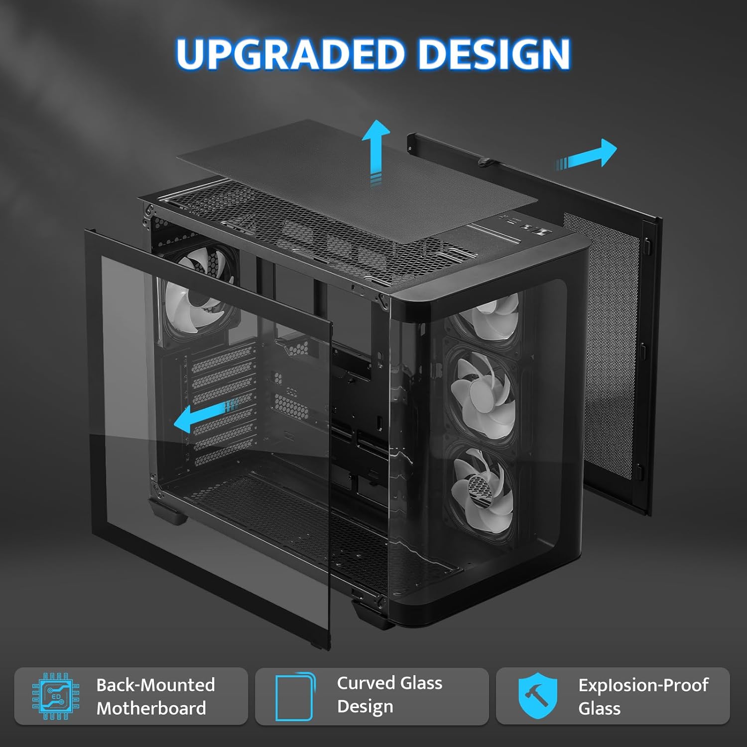 ATX Mid-Tower Gaming PC Case, Back Plug-In BTF Motherboard, with 4 ARGB Fans Computer Case, Full View Curve Glass Dual-Chamber PC Case, Type C Port, Supports Dual 360Mm AIO, Black(Dpw90)