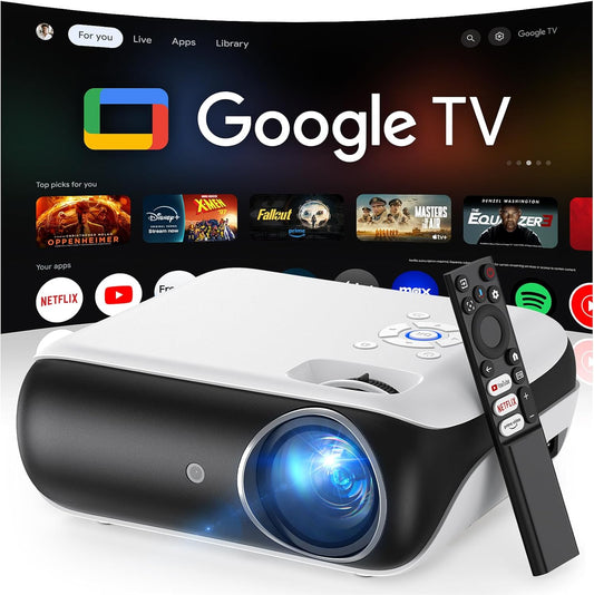 Official Google TV Smart Projector,  4K UHD Home Theater with Dolby Sound, Wi-Fi & Bluetooth, Built-In Streaming Apps, Compatible with Games Consoles & Smartphone, Indoor & Outdoor Use