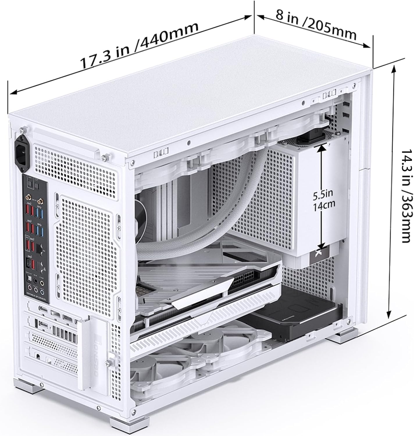 D31 MESH SC White Micro Computer Case with Screen, M-ATX/ITX Mainboard/Support RTX 4090(335-400Mm) GPU 360/280Aio,Power ATX/SFX: 100Mm-220Mm Multiple Tool-Free Design Pc Case