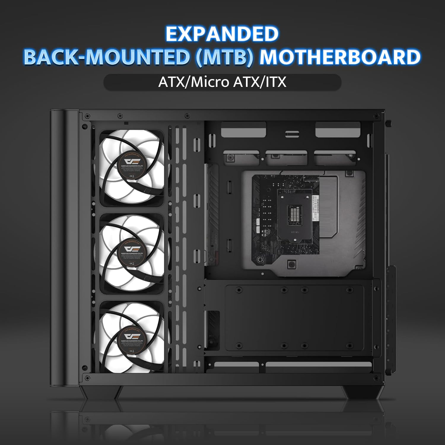 ATX Mid-Tower Gaming PC Case, Back Plug-In BTF Motherboard, with 4 ARGB Fans Computer Case, Full View Curve Glass Dual-Chamber PC Case, Type C Port, Supports Dual 360Mm AIO, Black(Dpw90)
