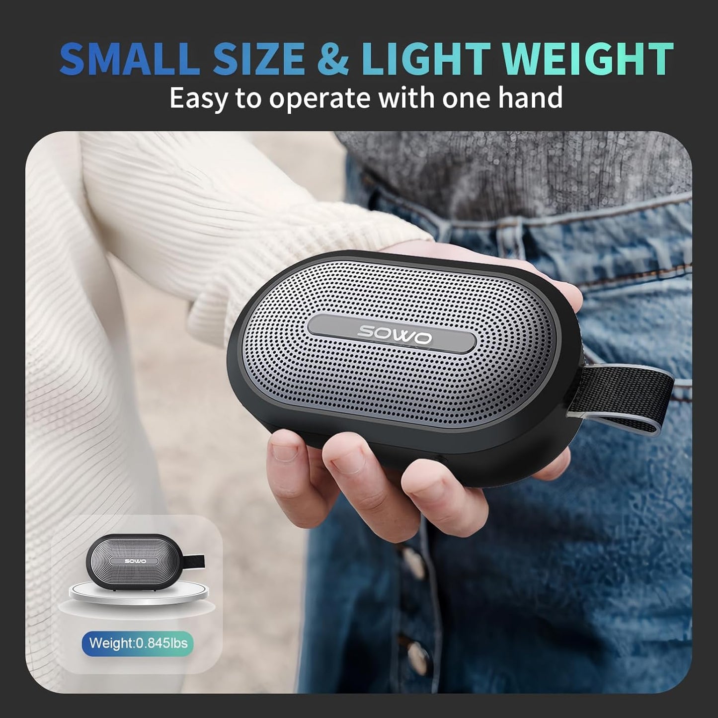 Wireless Portable Small Speaker, Ultra Magnetic Bluetooth Speaker for Golf Cart, Coverless IP67 Waterproof, 24 H Playtime, Pro Sound, Clip on Design for Outdoor, Indoor - Black
