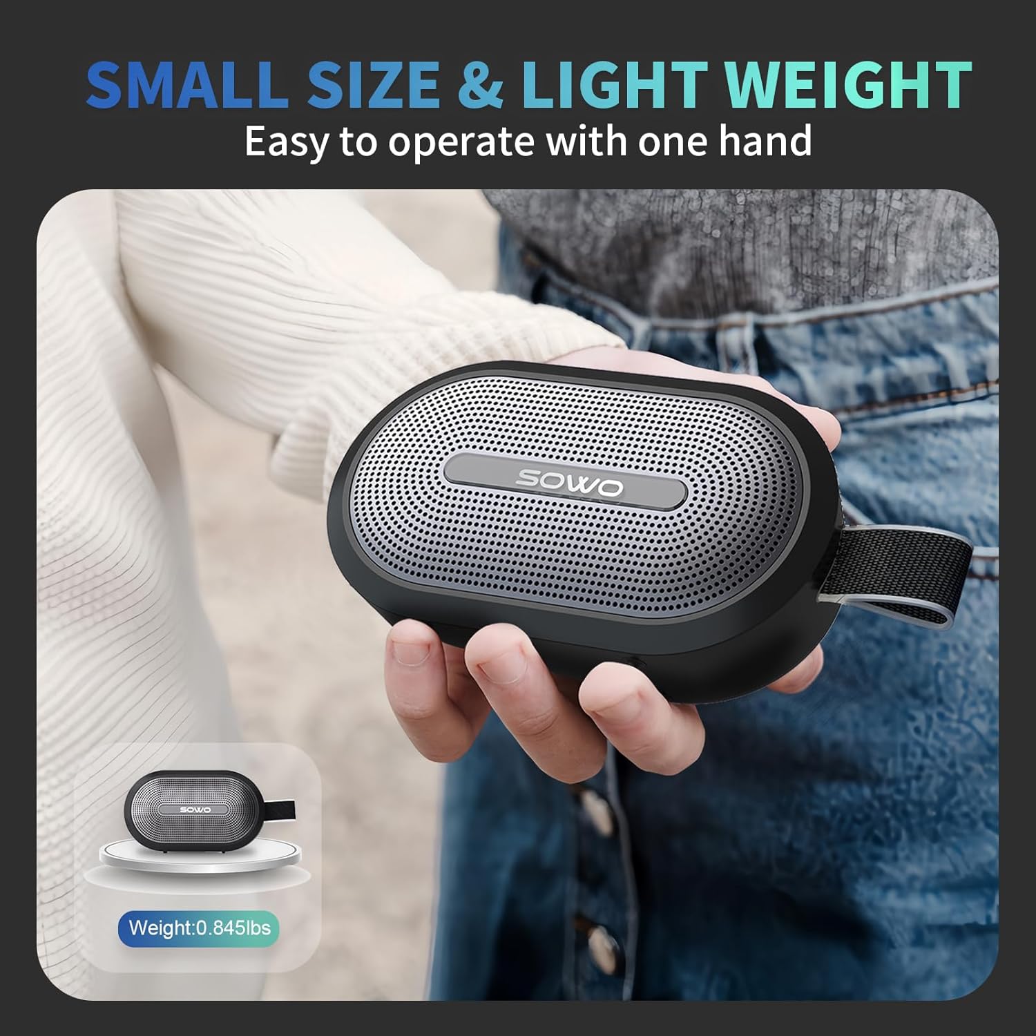 Wireless Portable Small Speaker, Ultra Magnetic Bluetooth Speaker for Golf Cart, Coverless IP67 Waterproof, 24 H Playtime, Pro Sound, Clip on Design for Outdoor, Indoor - Black